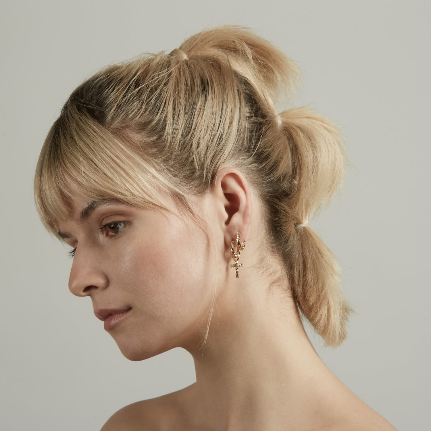Cross Hoop Earrings – Gold