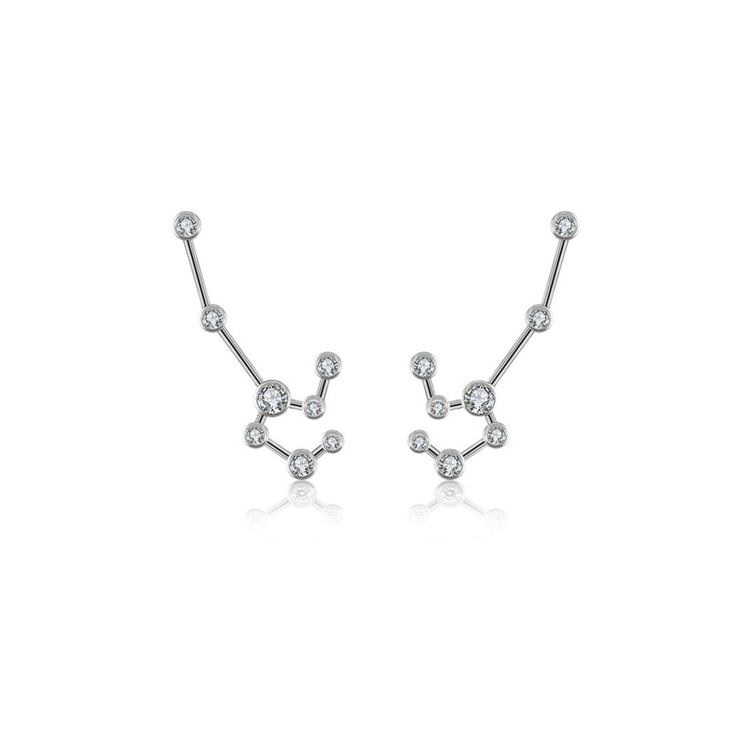 Leo Zodiac Constellation Earring 18K White Gold & Diamond