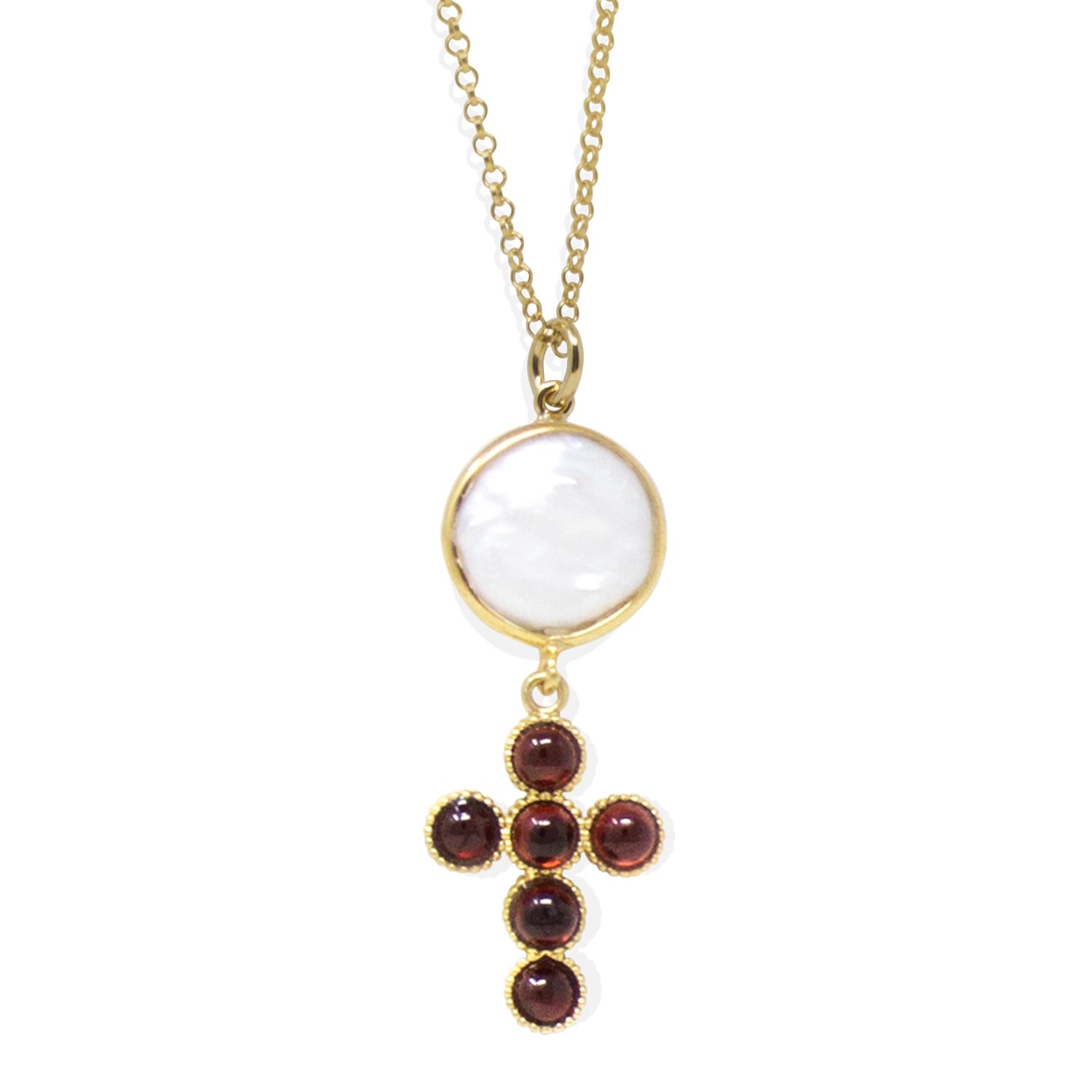 Hope Gold-Plated Garnet Cross Necklace