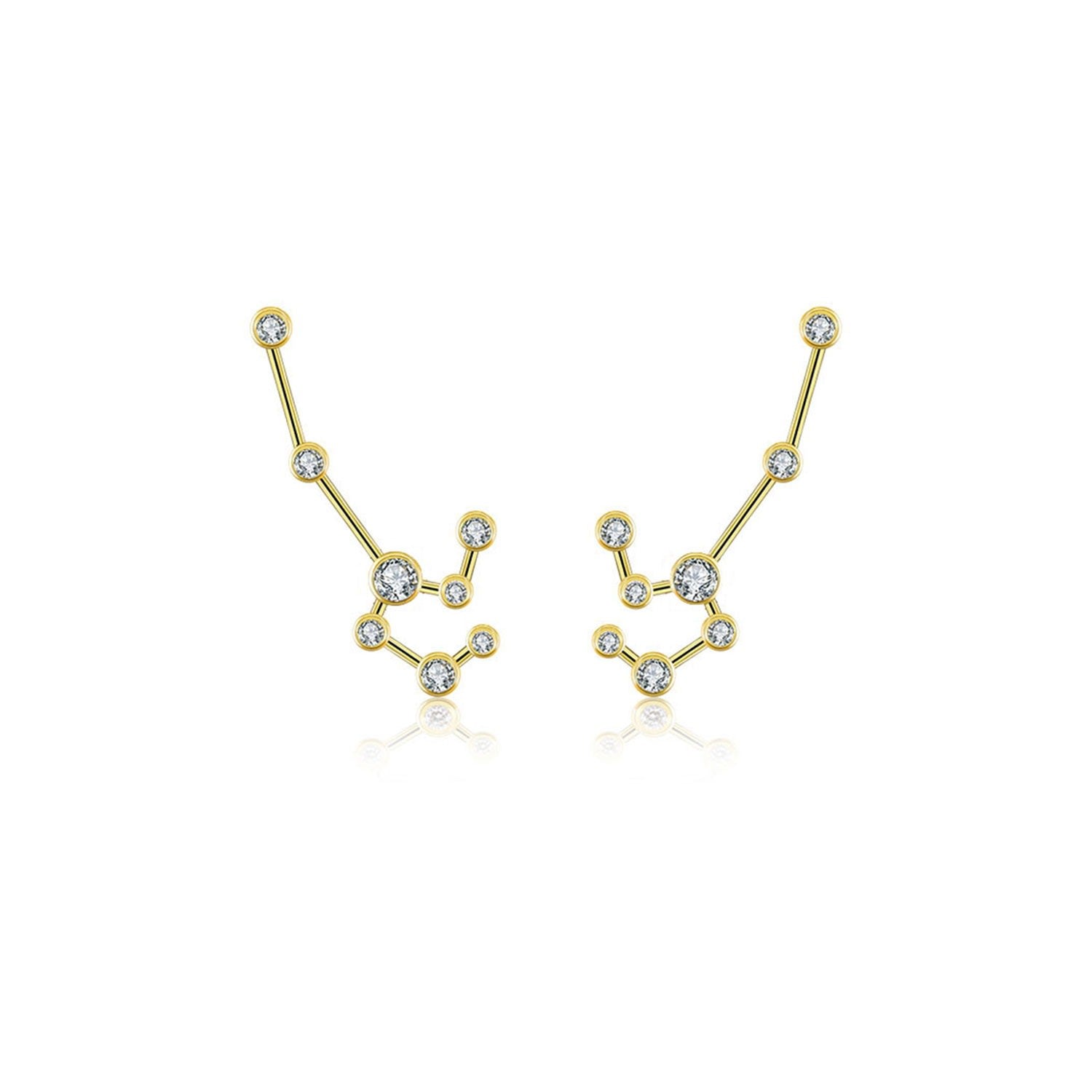 Leo Zodiac Constellation Earring 18K Yellow Gold & Diamond