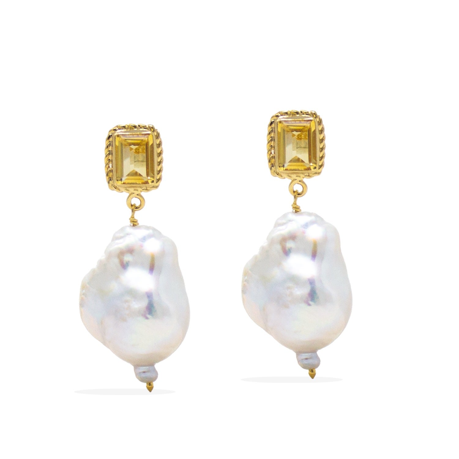 Luccichio Gold Vermeil Citrine & Pearl Earrings