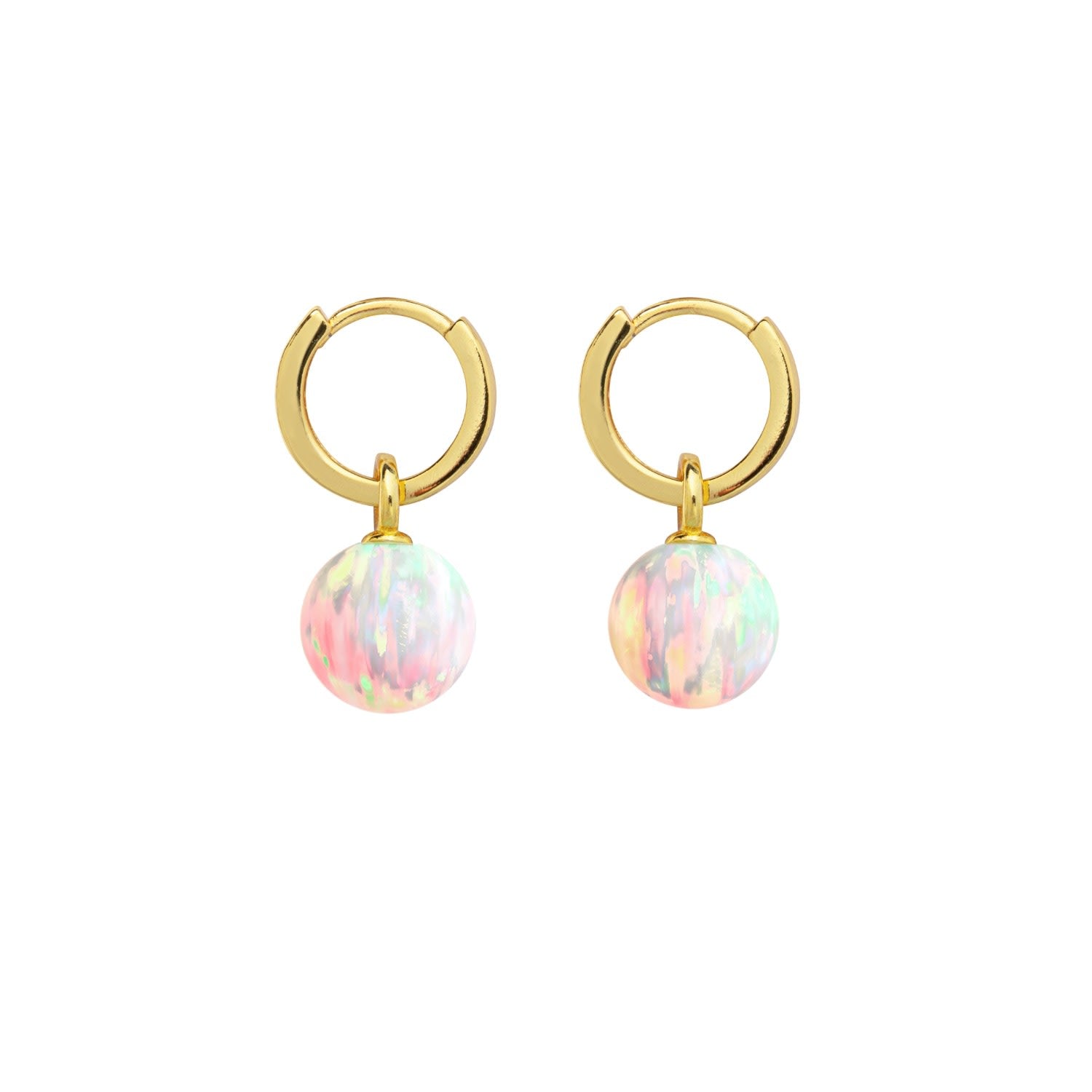 Sun Opal Hoop Earrings - Gold