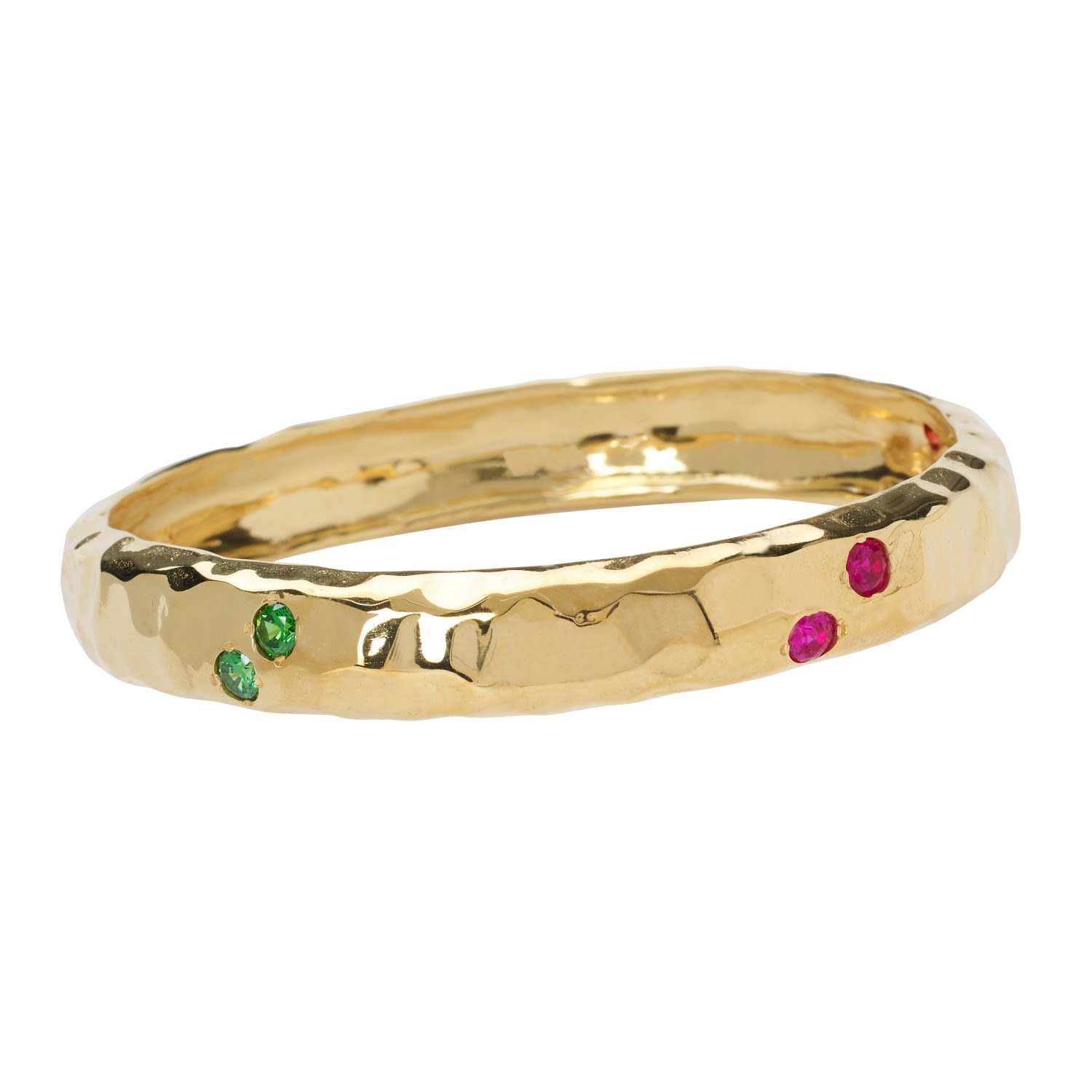 Luxury Rainbow Jewel Gold Textured Bangle