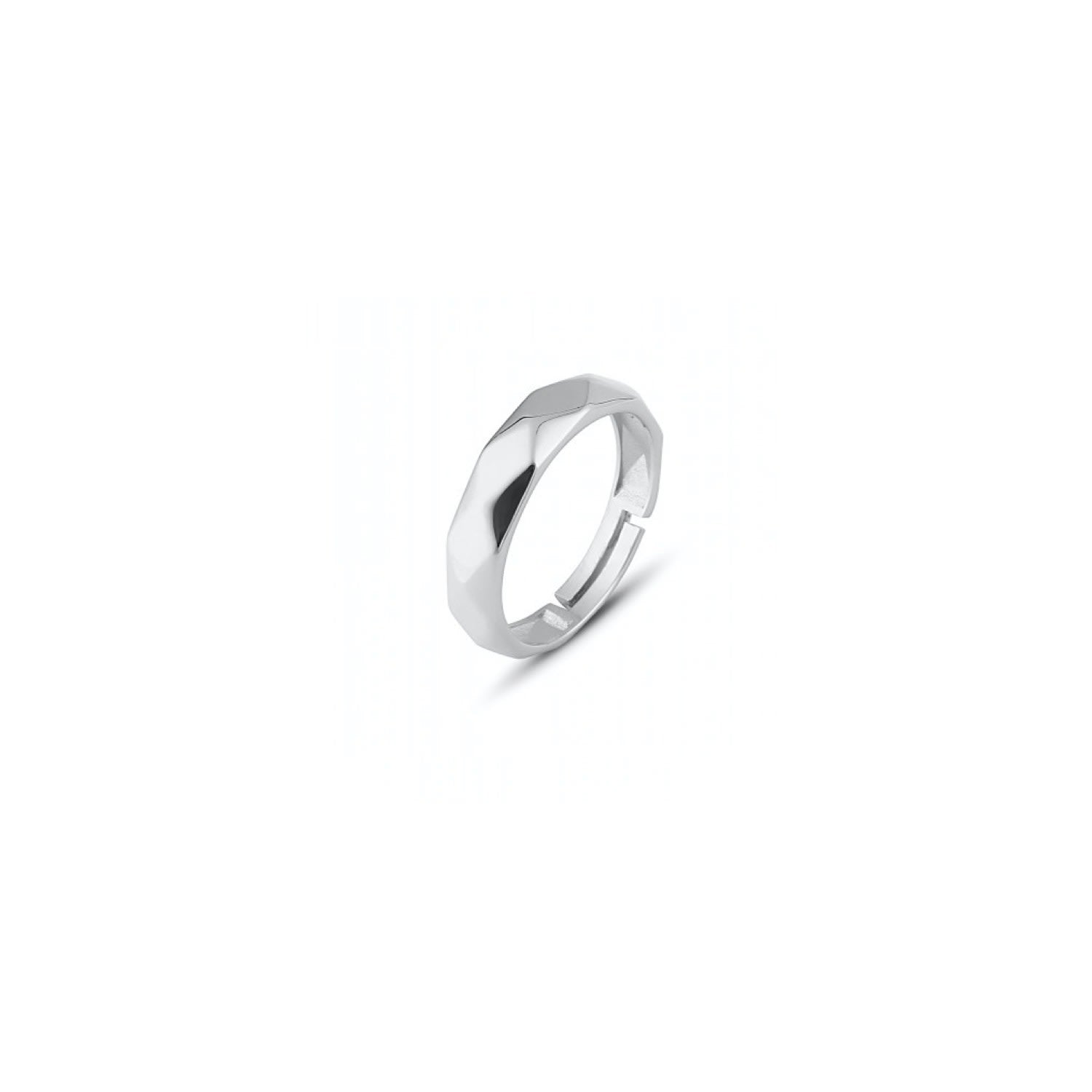 Sterling Silver Wide Hammered Ring - Silver