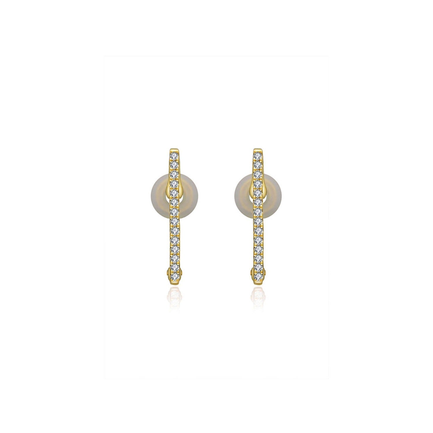 18K Yellow Gold Vertical Line Diamond Ear Cuff
