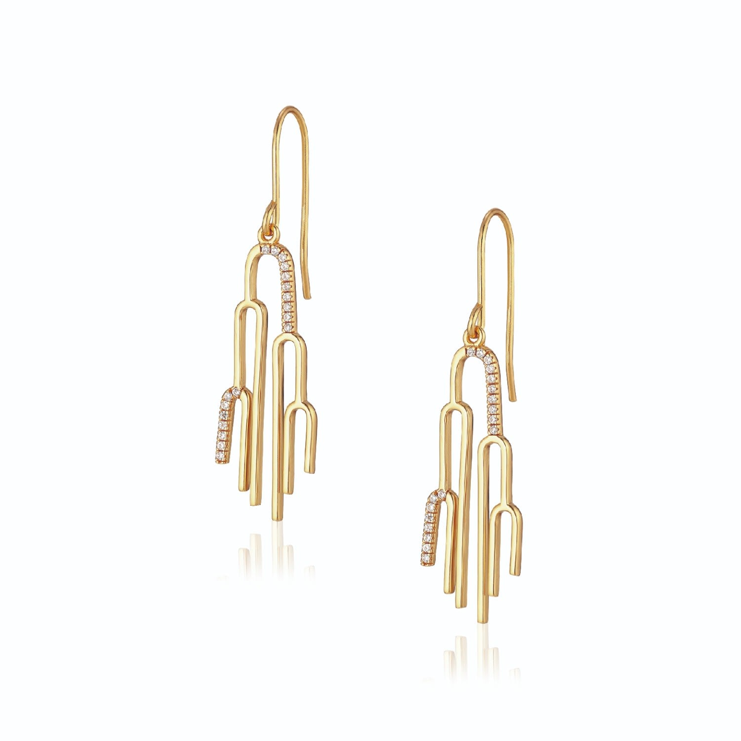 Grace - Beautiful Dangle & Drop Earrings With Graphic Waterfall & Zirconia