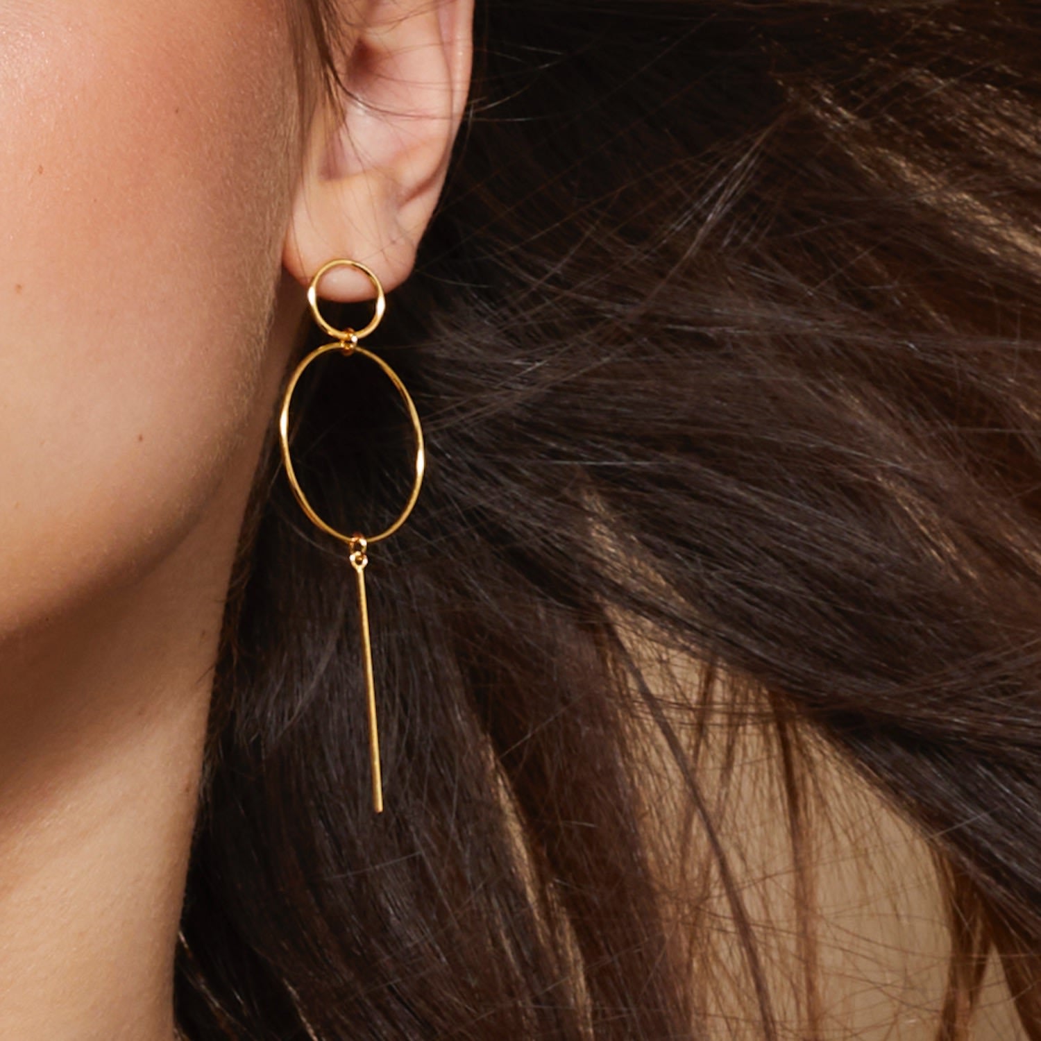 Grace - Graphic Dangle & Drop Statement Earrings - Gold