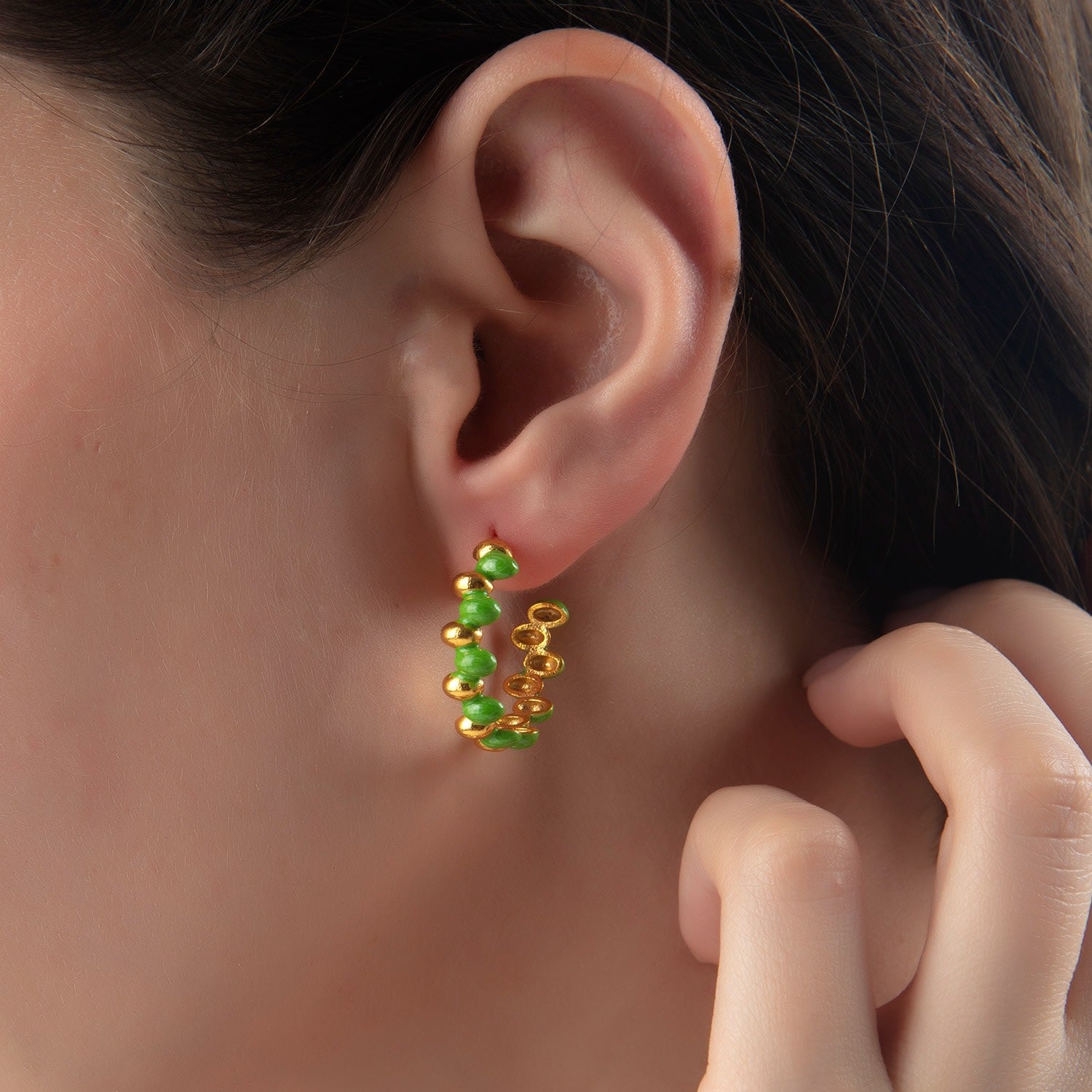 Grace Hoop Earrings - Green