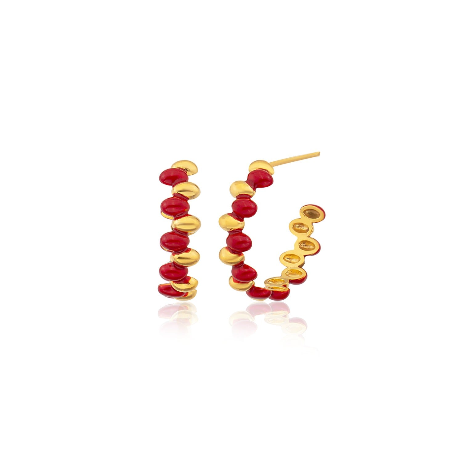 Grace Hoop Earrings - Red