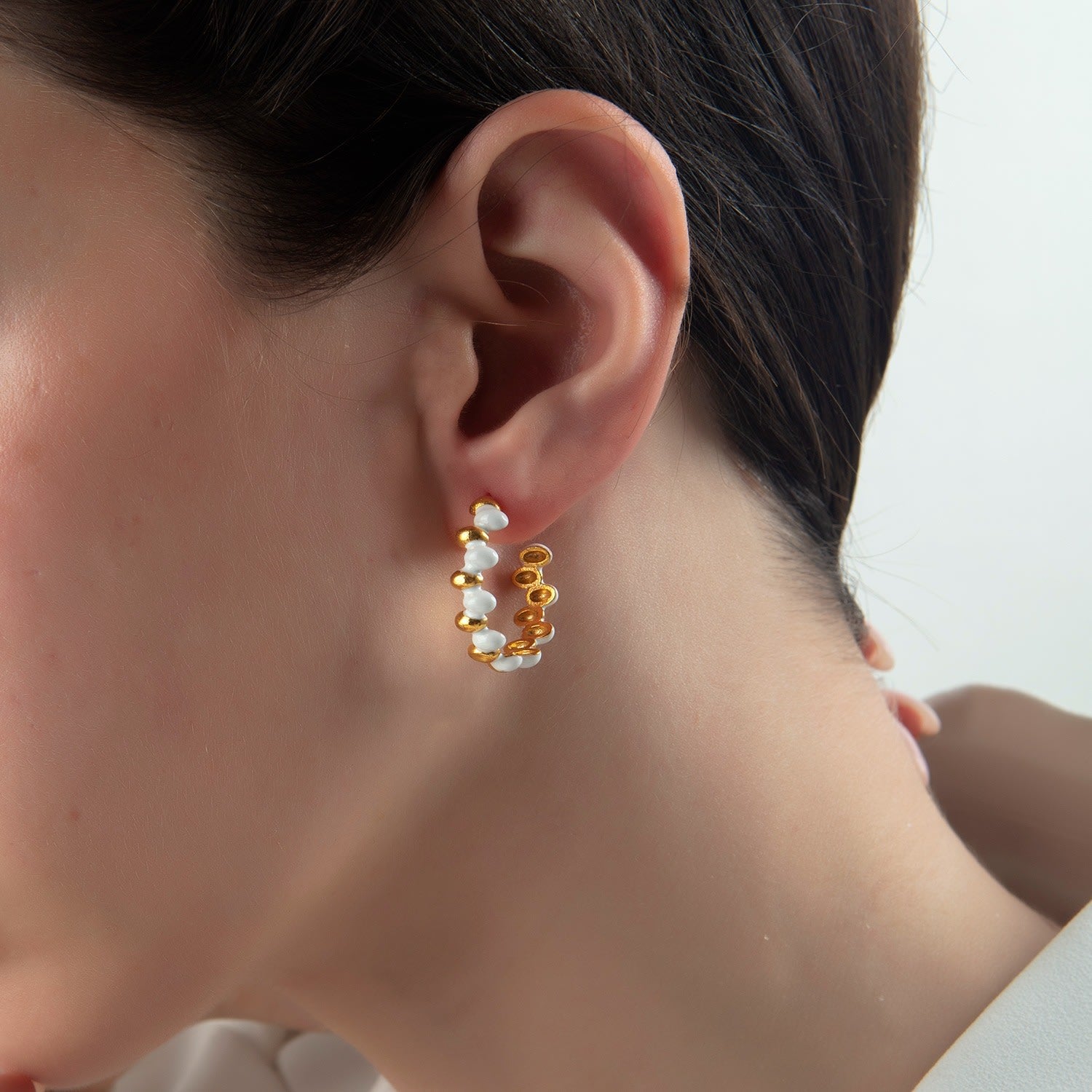 Grace Hoop Earrings - White