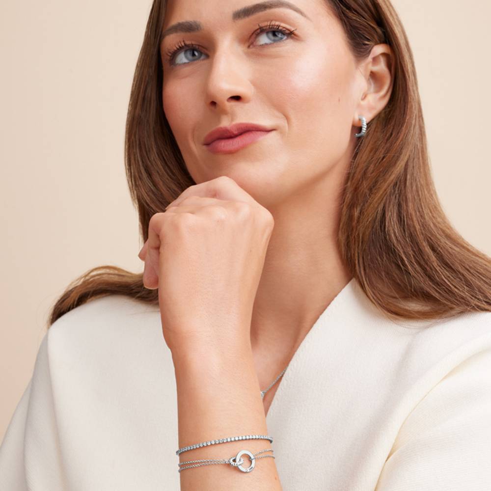Grace Interlocking Bracelet with Diamond in Sterling Silver