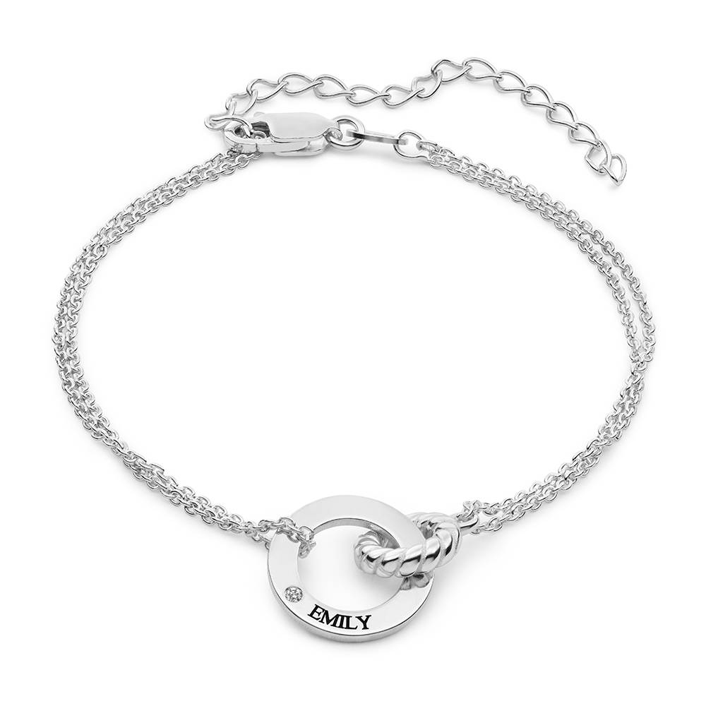 Grace Interlocking Bracelet with Diamond in Sterling Silver