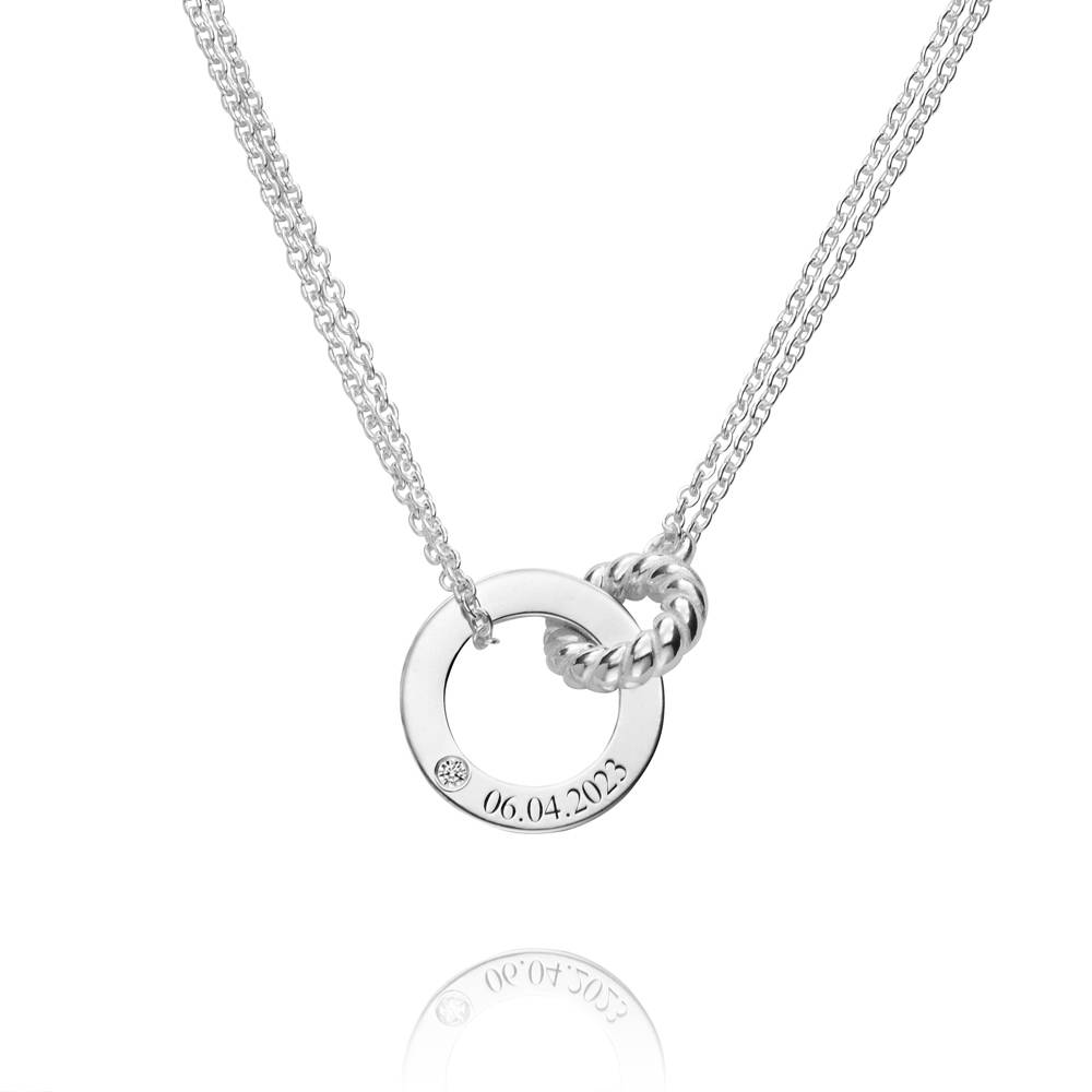 Grace Interlocking Necklace with Diamond in Sterling Silver