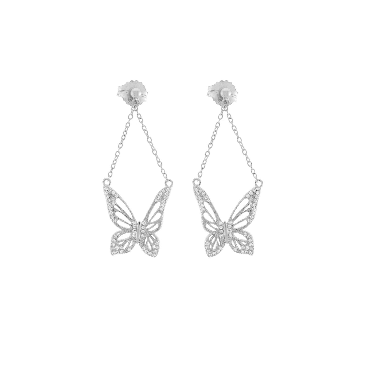 Graceful Spirit Butterfly Earrings, White Rhodium