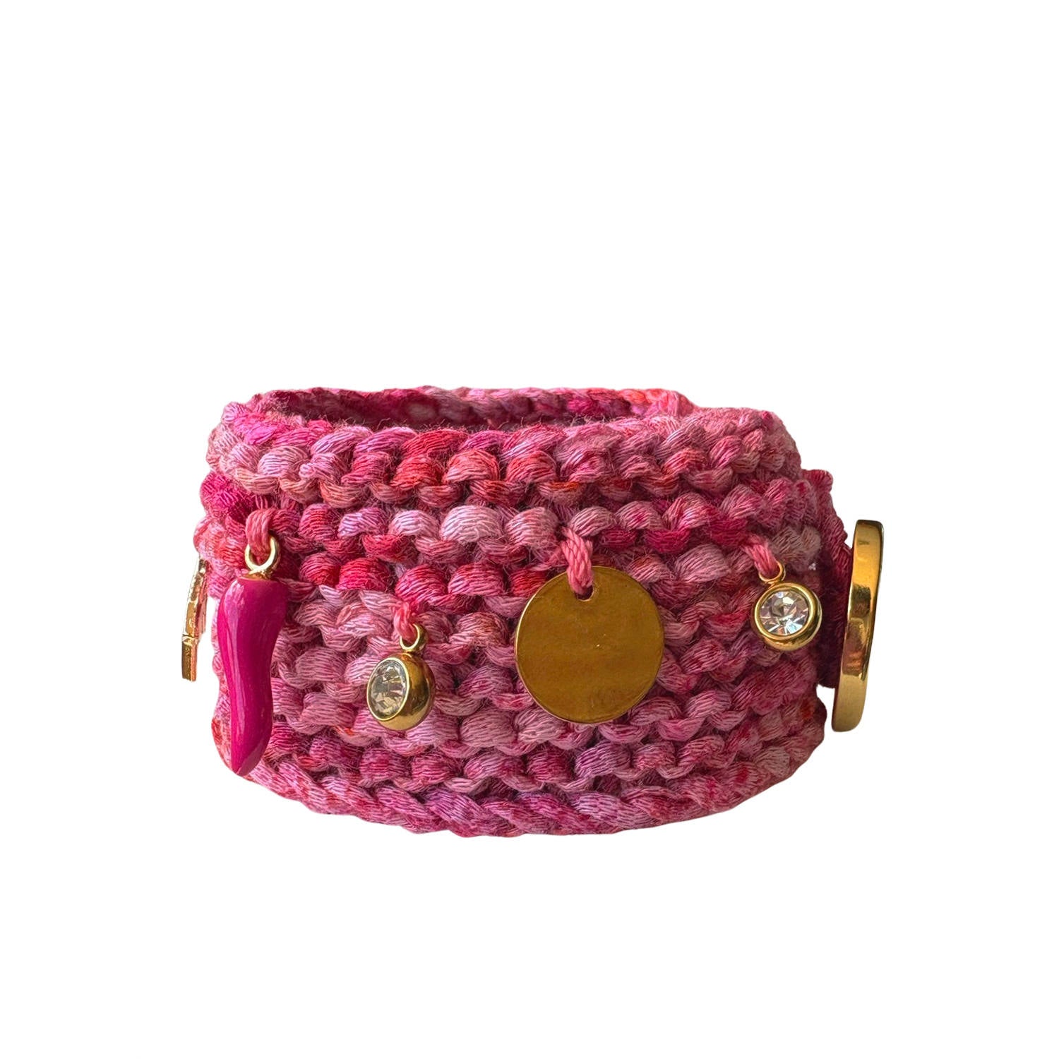 Gradiente Pink Bracelet | Handknitted With Charms