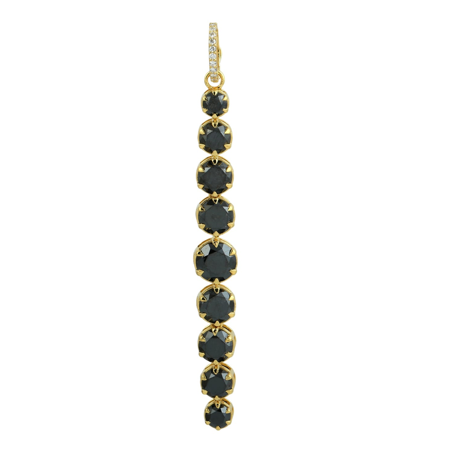Graduated Black Diamond Drop Pendant In 18K Yellow Gold