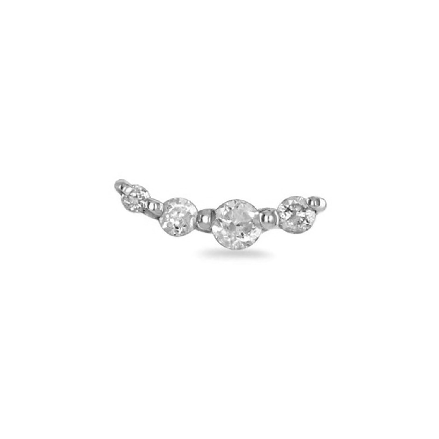 Graduated Diamond Curve Flat Back Earring 14K White Gold