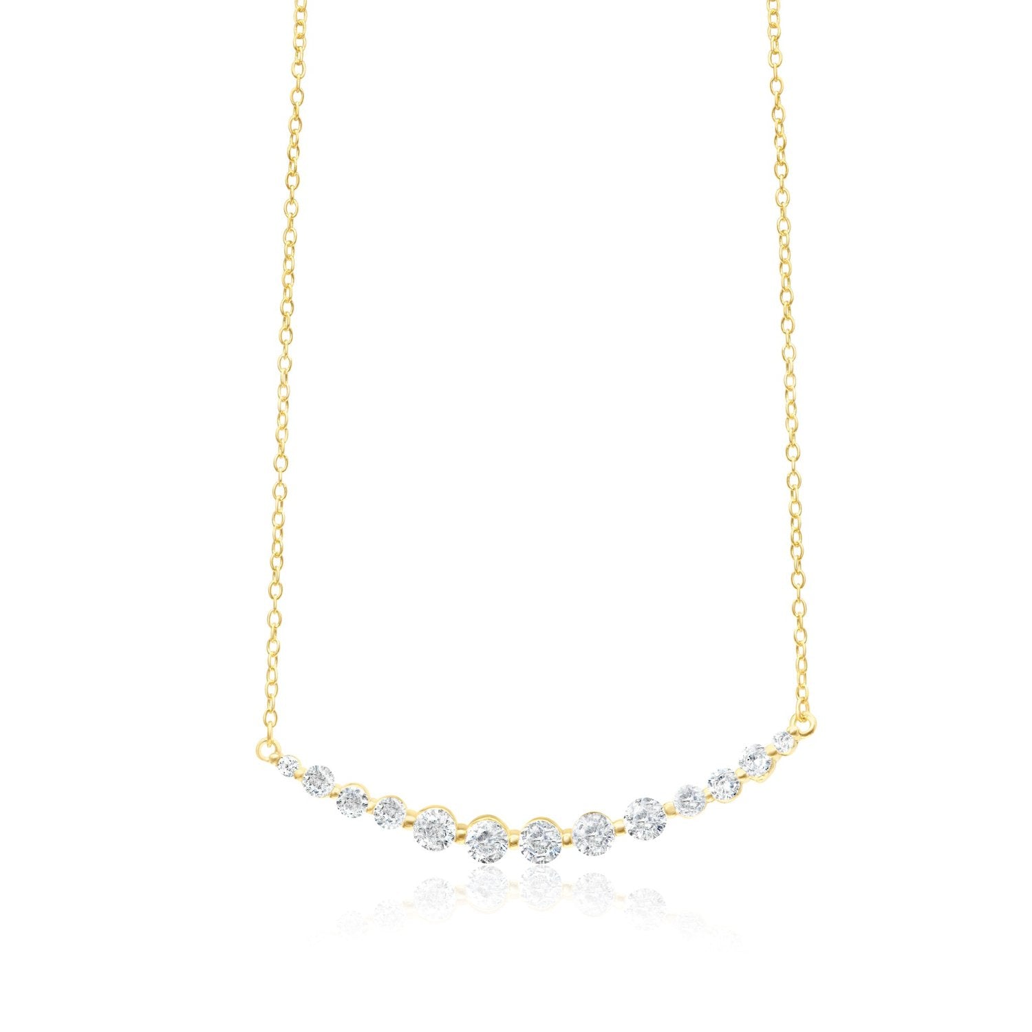 Graduated Floating Stone Necklace - Gold