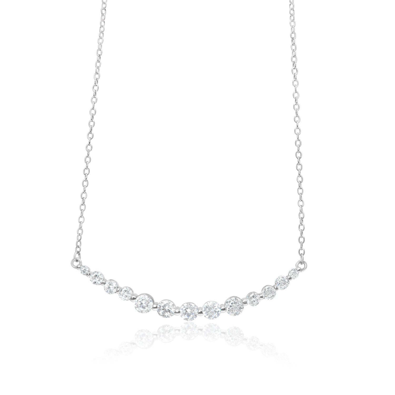 Graduated Floating Stone Necklace - Silver