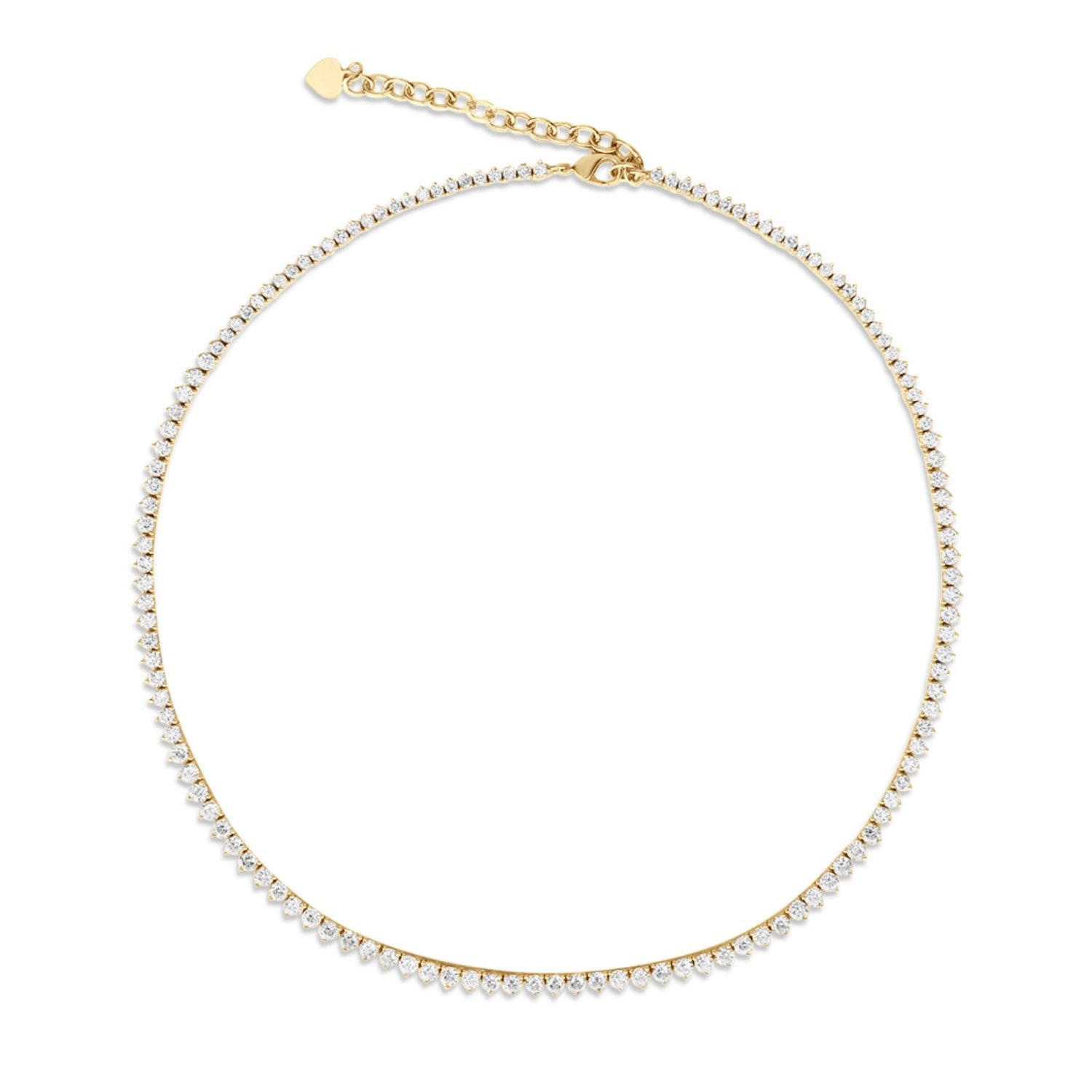 Graduated Three Prong Tennis Necklace - Gold