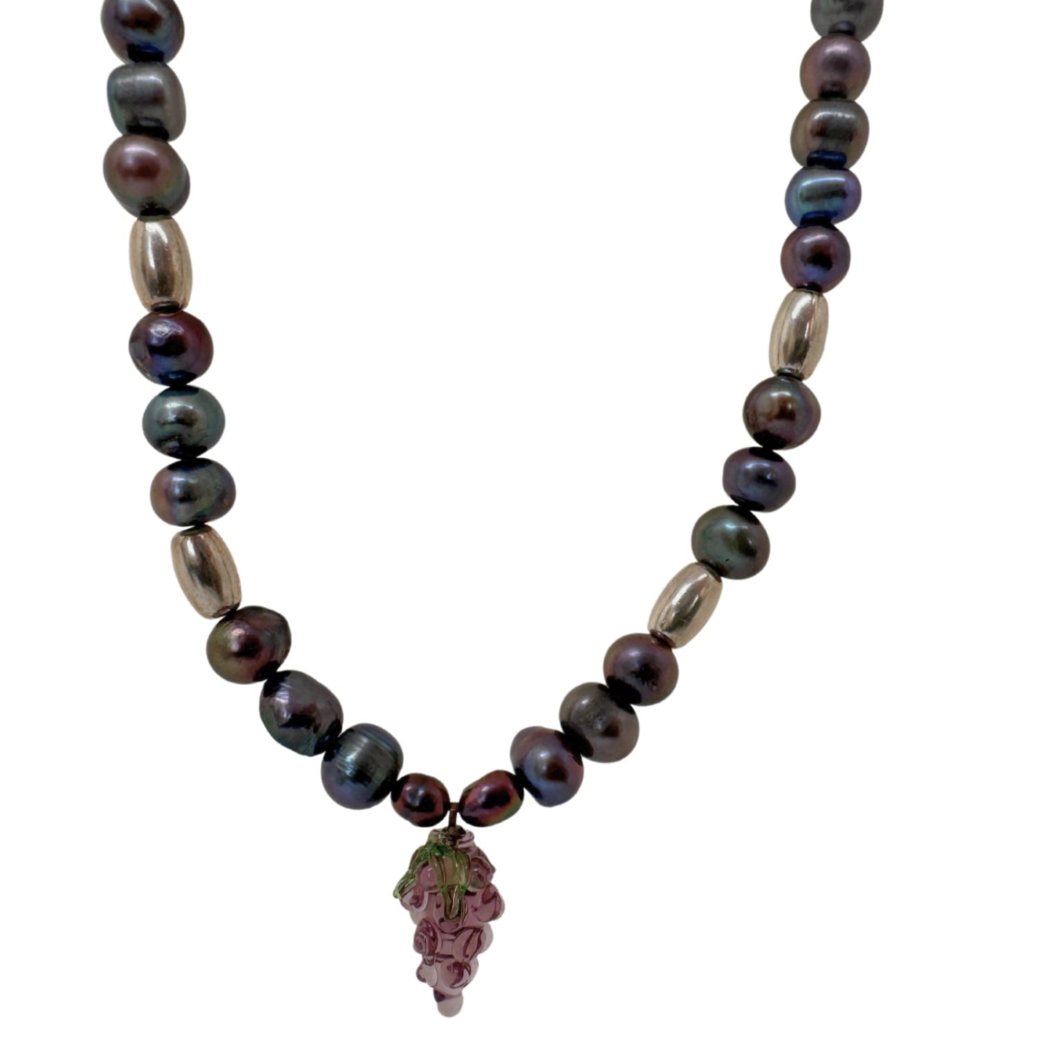 Grape And Black Pearl Necklace