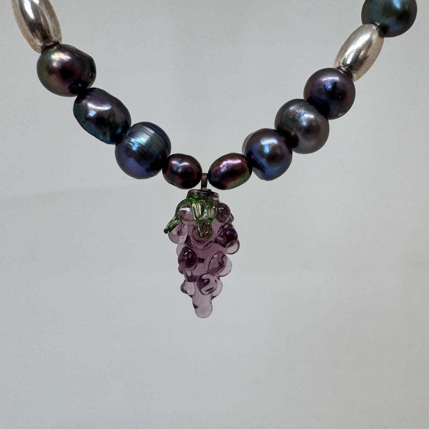 Grape And Black Pearl Necklace