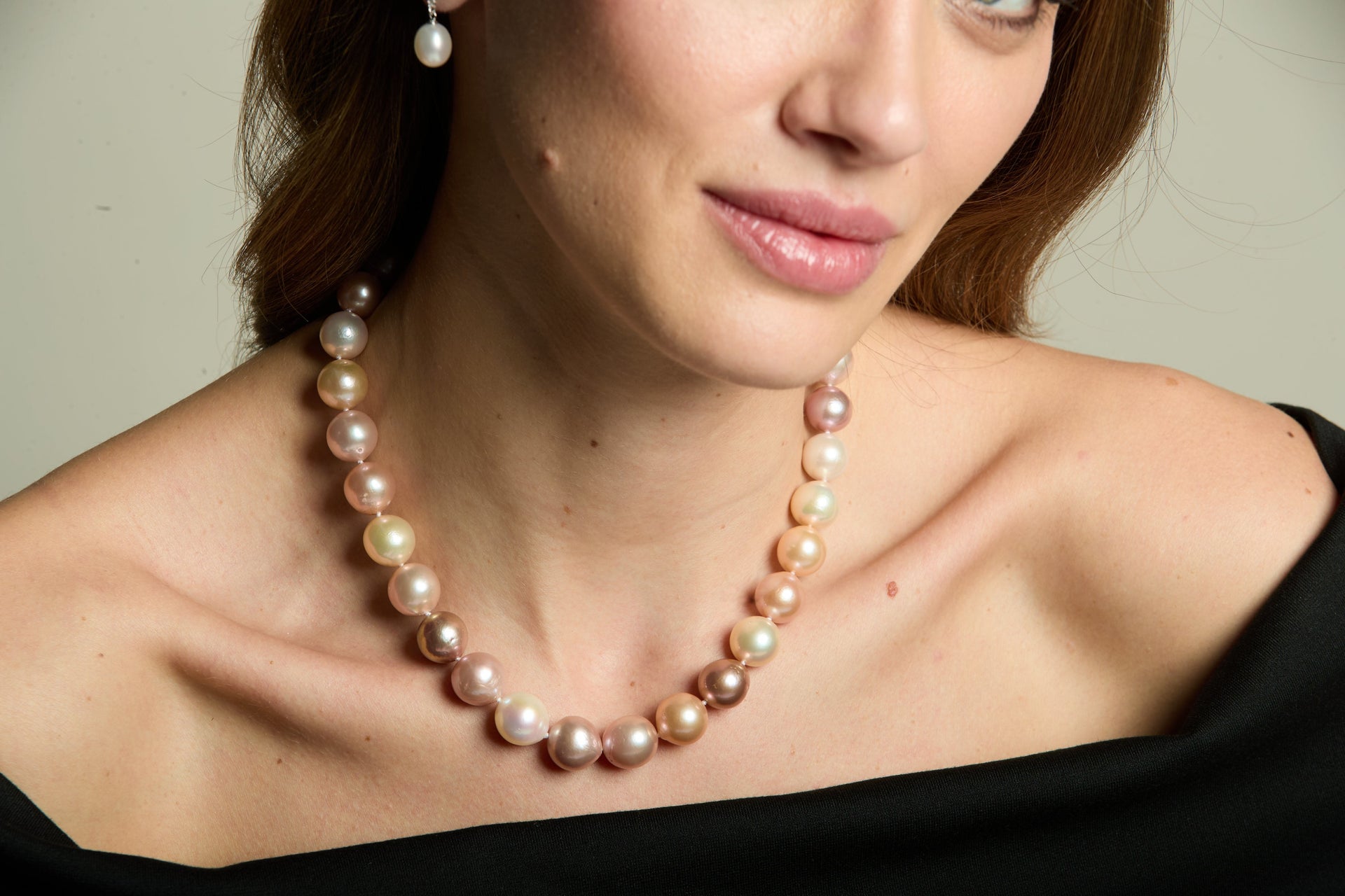 Gratia Pinks & White Cultured Freshwater Pearl Necklace With Silver Spring Clasp