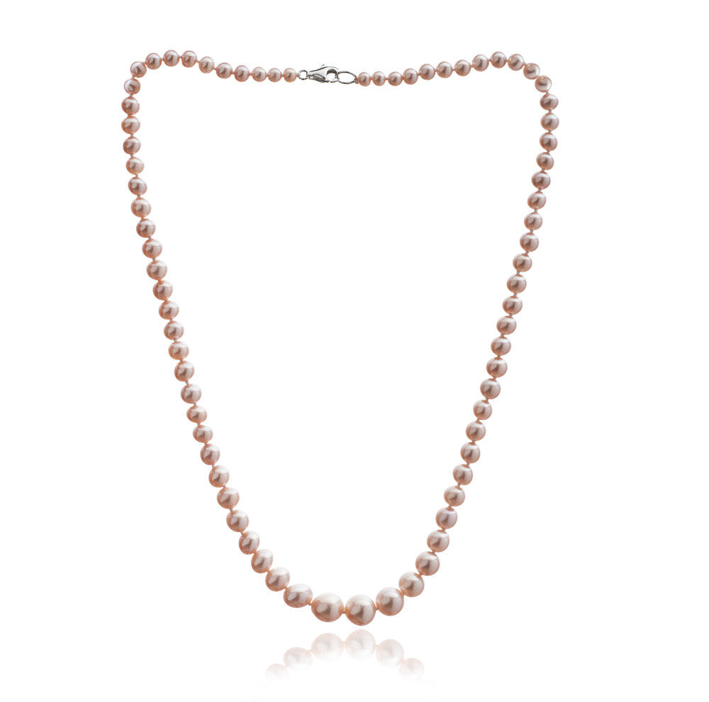 Gratia Classic Graduated Almost Round Pink Cultured Freshwater Pearl Necklace