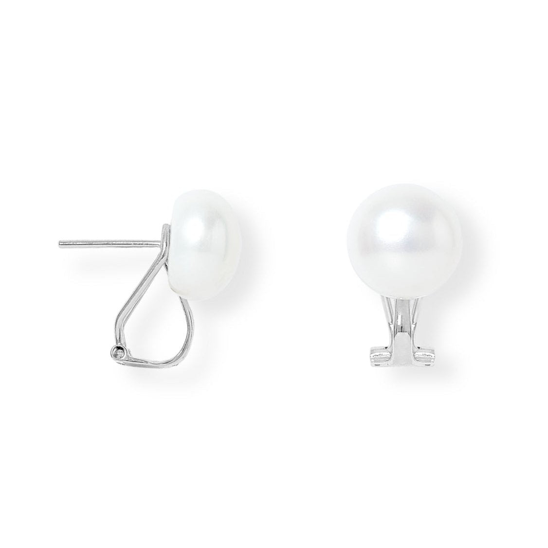 Gratia Cultured Freshwater Pearl Stud Earrings Set In 14Kt White Gold