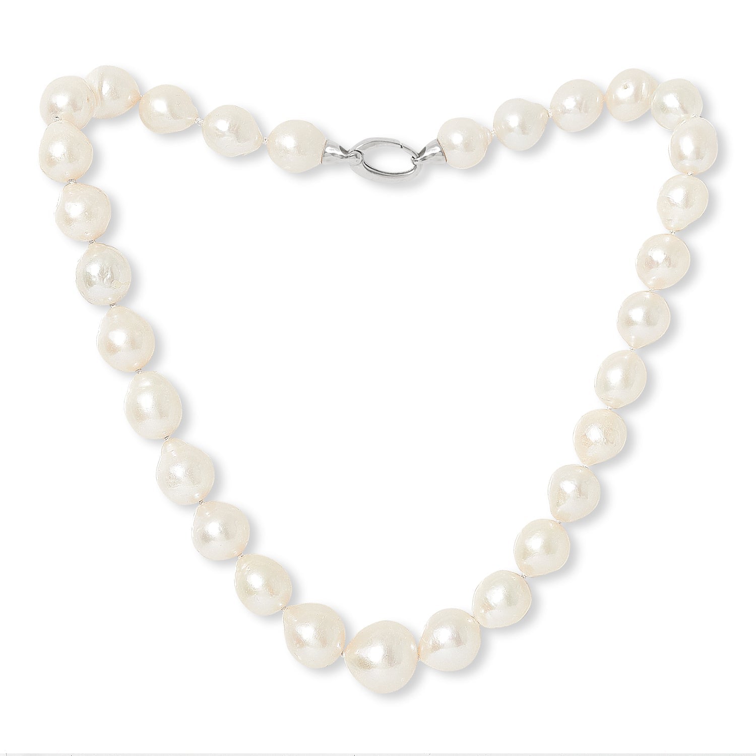 Gratia Large White Cultured Freshwater Pearl Necklace With Sterling Silver Clasp