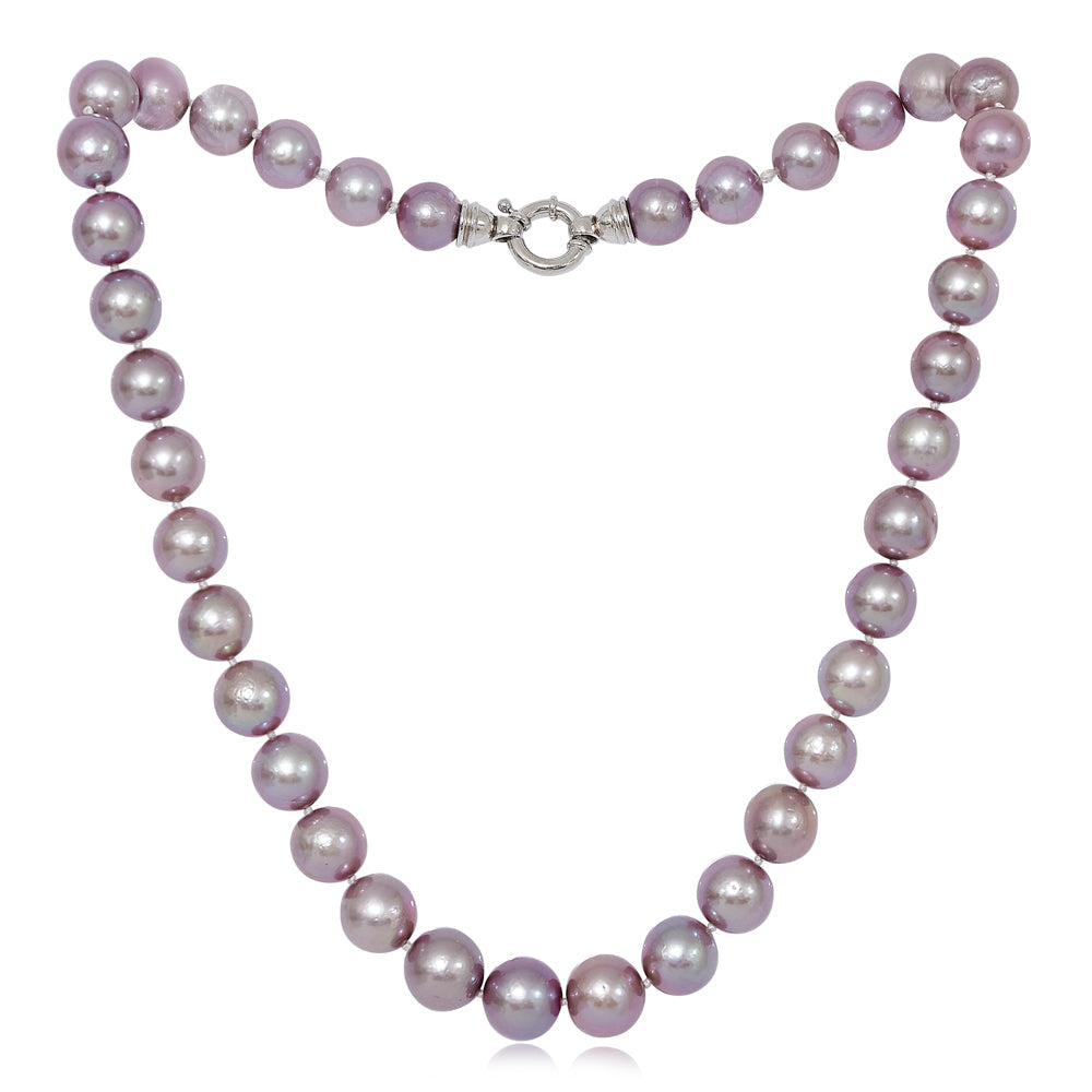 Gratia Mauve Pink Almost Round Large Edison Cultured Freshwater Pearl Necklace
