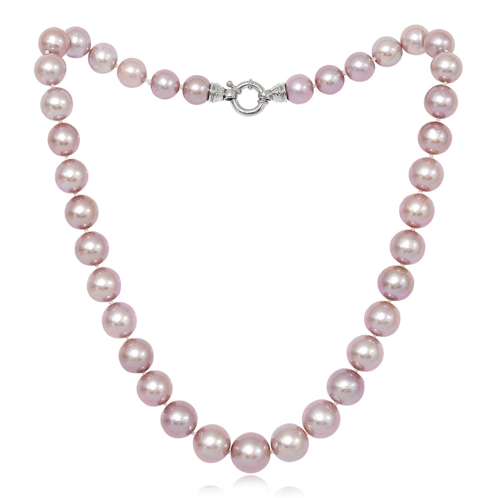 Gratia Pink Almost Round Large Edison Cultured Freshwater Pearl Necklace