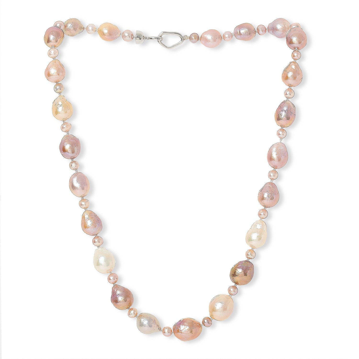 Gratia Pink Baroque Cultured Freshwater Pearl Necklace On Sterling Silver Clasp