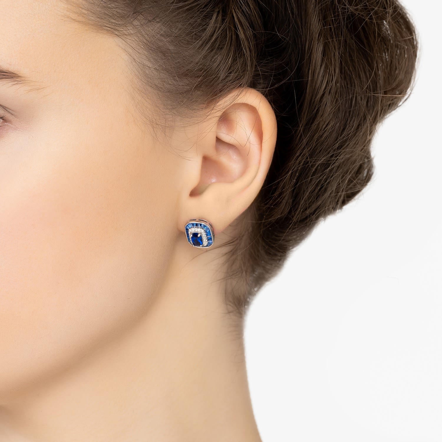 Great Gatsby Stud Earrings Sapphire Silver