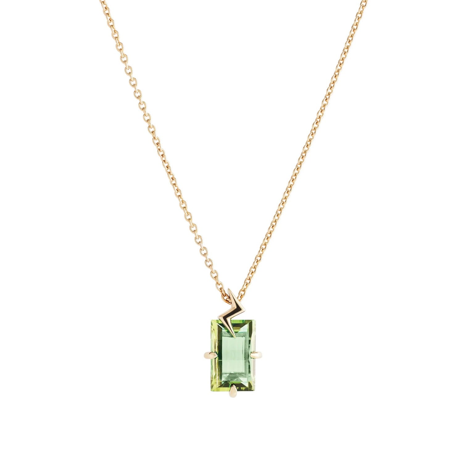 Green Amethyst Bolt Pendant- Gold Vermeil