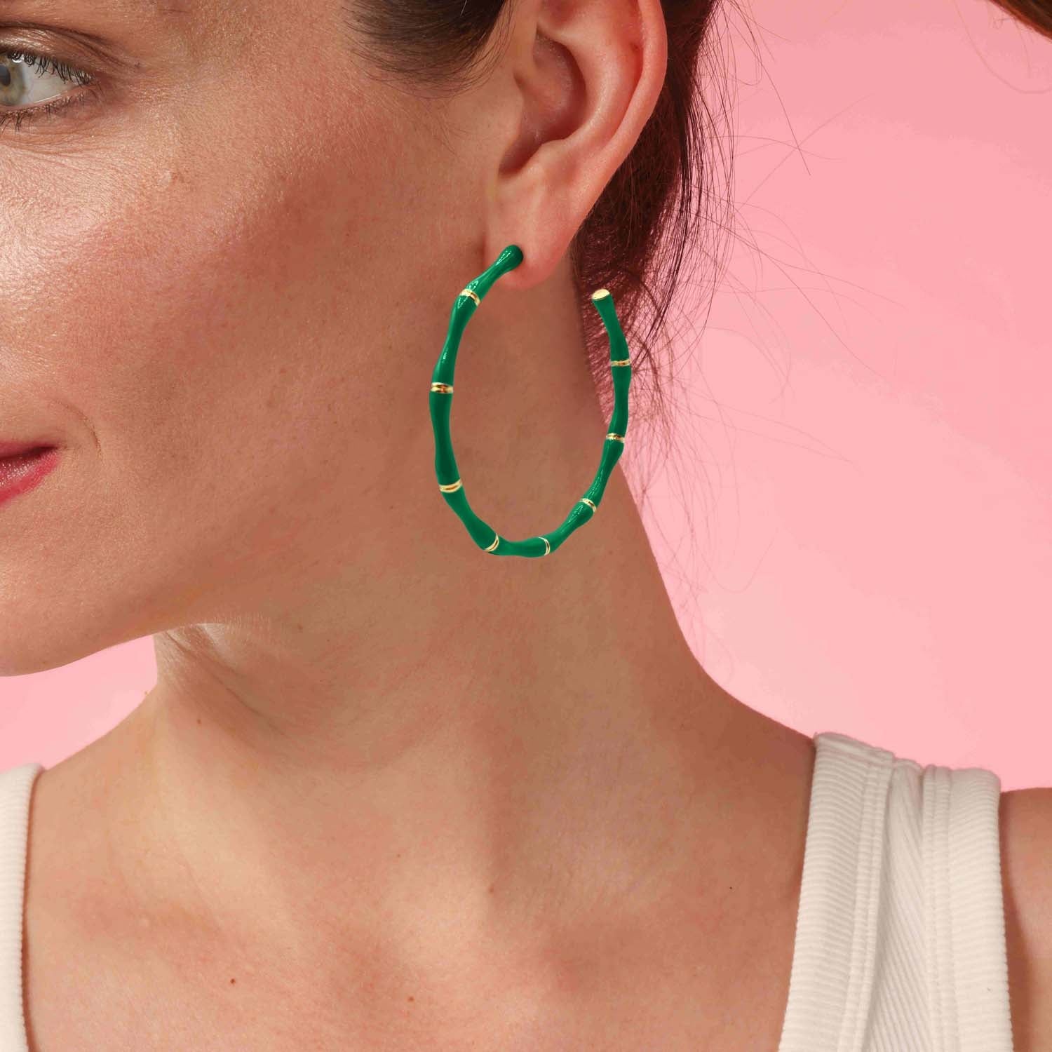 Green And Gold Bamboo Hoops