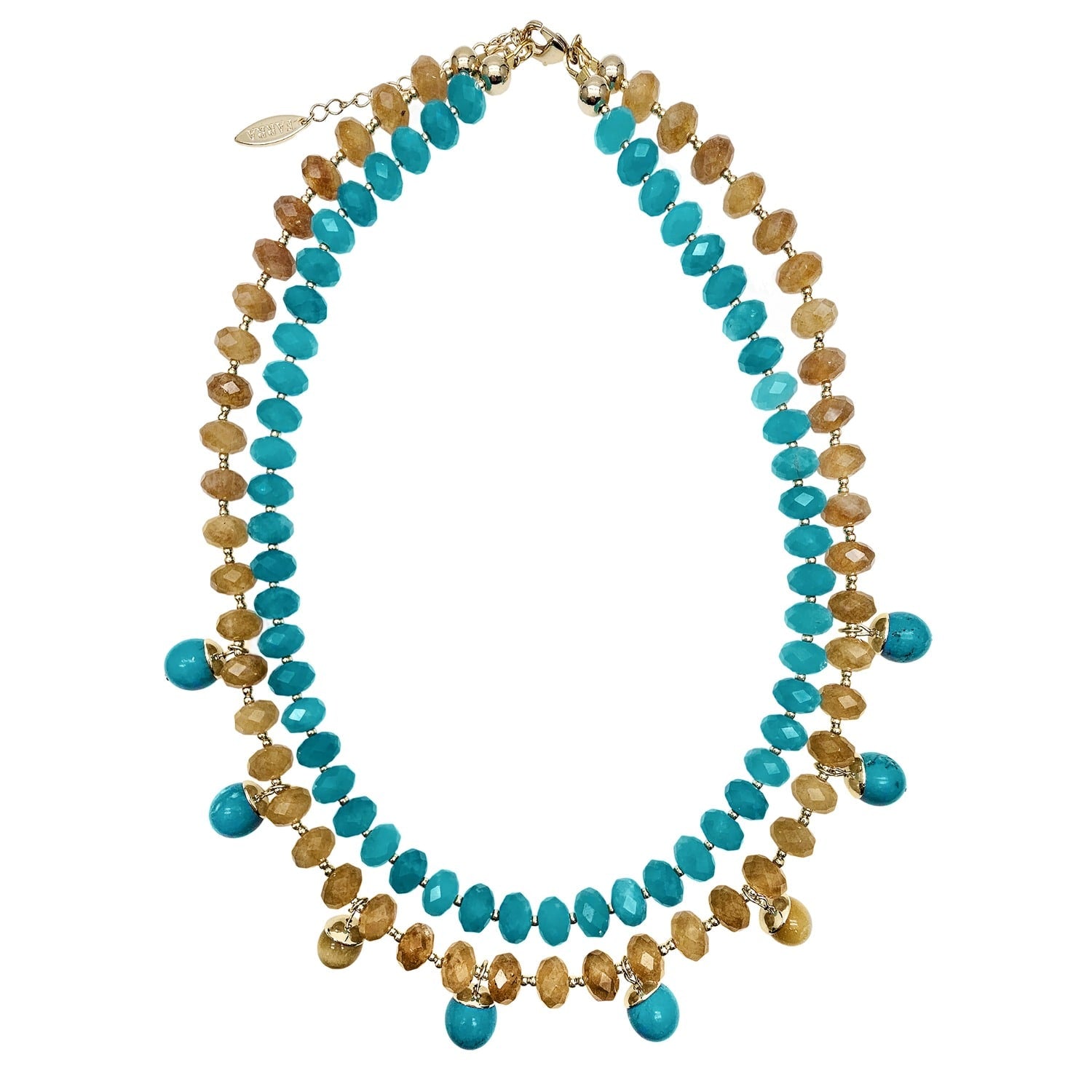 Green And Yellow Jade Double Layers Statement Necklace
