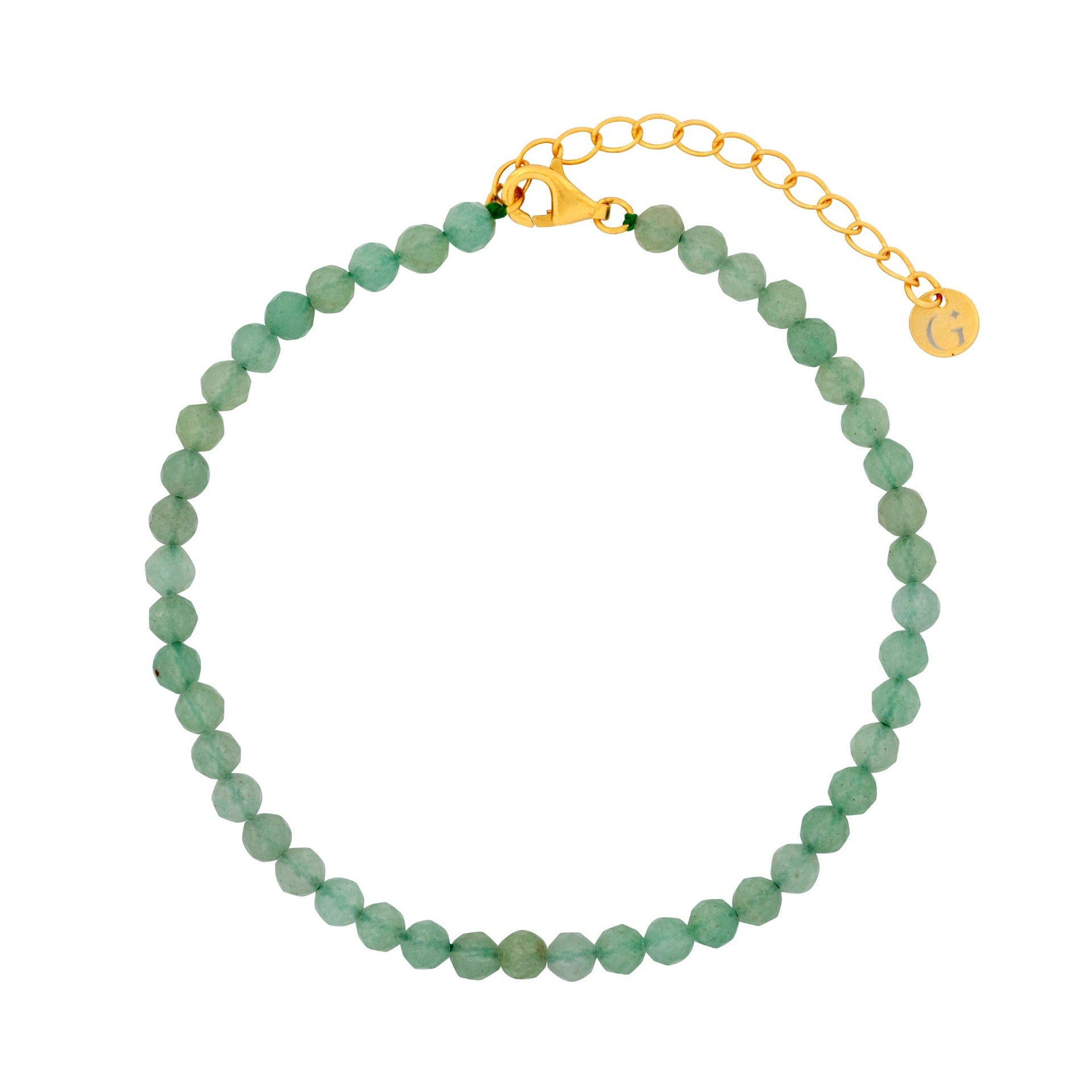 Green Aventurine Beaded Bracelet In Gold