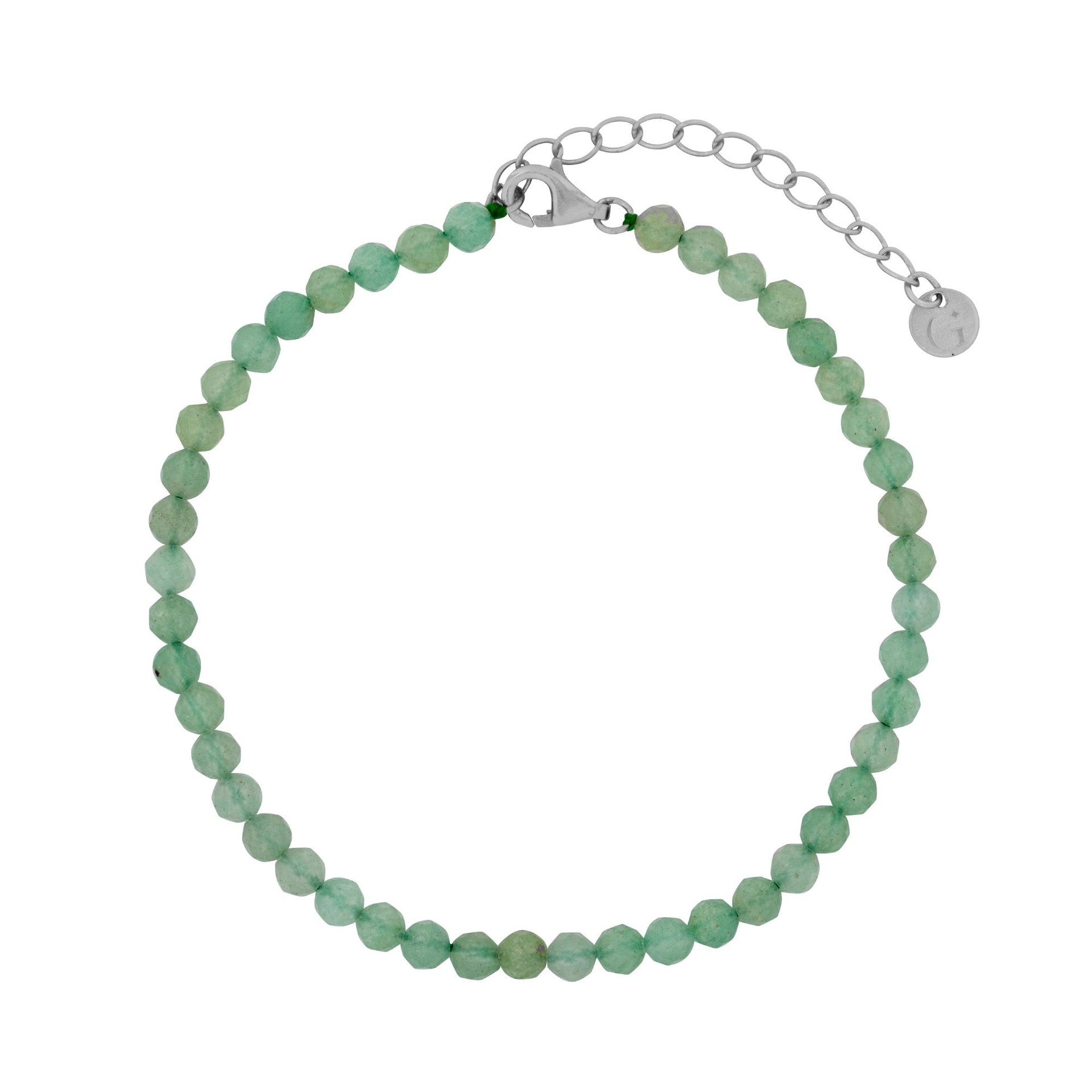 Green Aventurine Beaded Bracelet In Silver