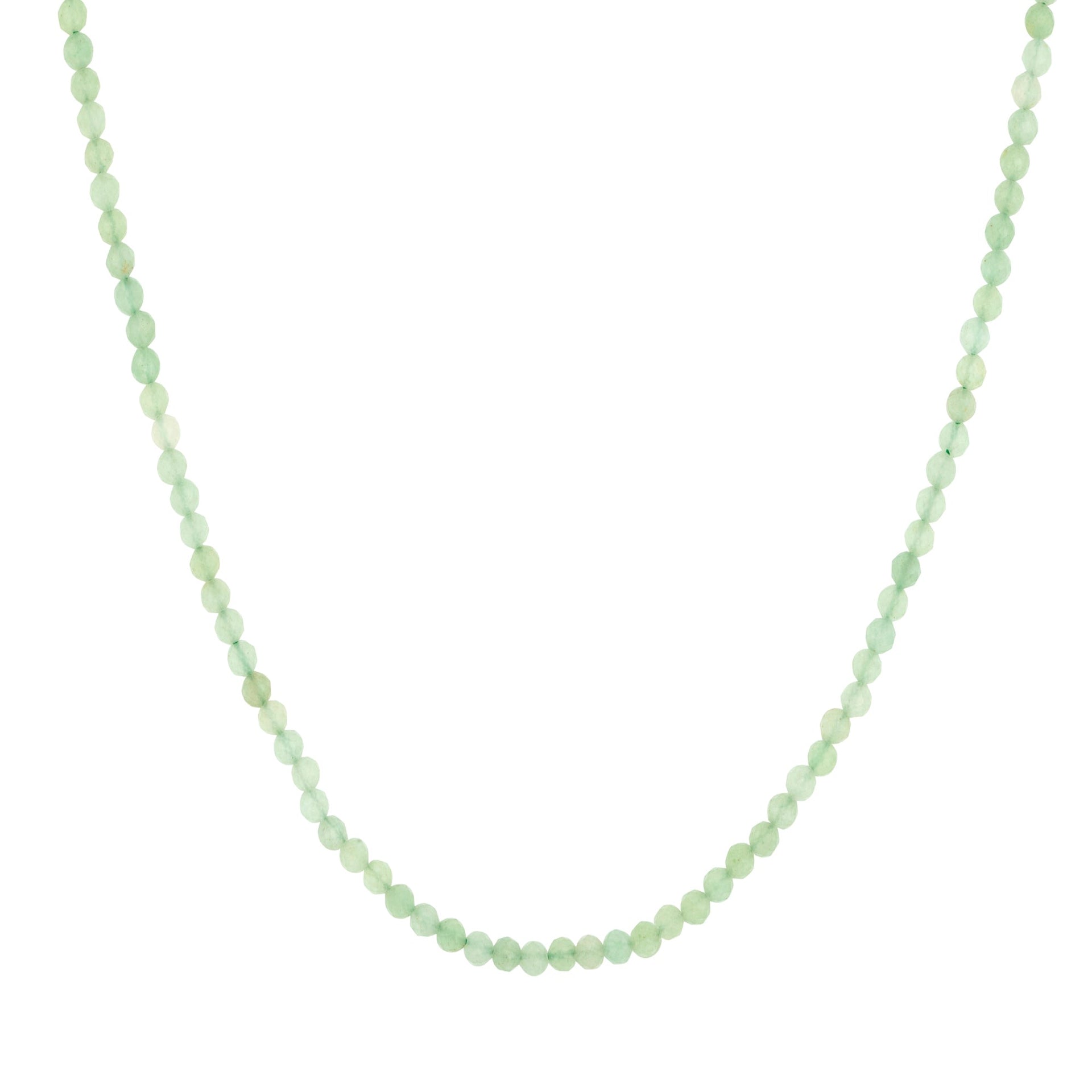 Green Aventurine Beaded Necklace In Silver