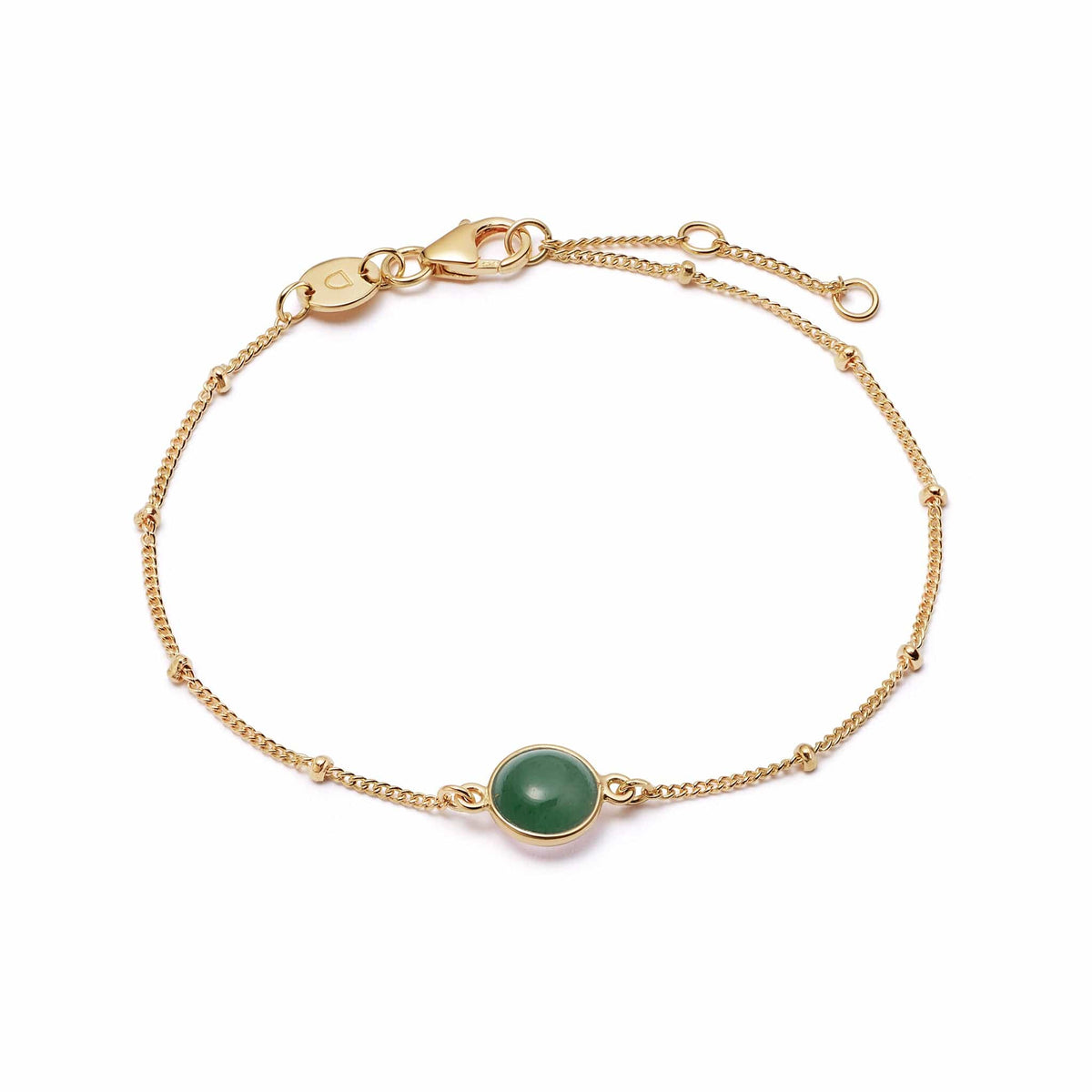 Green Aventurine Healing Stone Bobble Bracelet 18ct Gold Plate