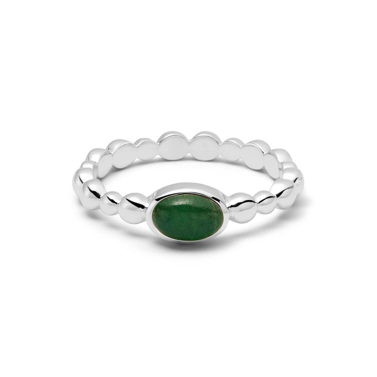 Green Aventurine Healing Stone Bobble Ring Sterling Silver