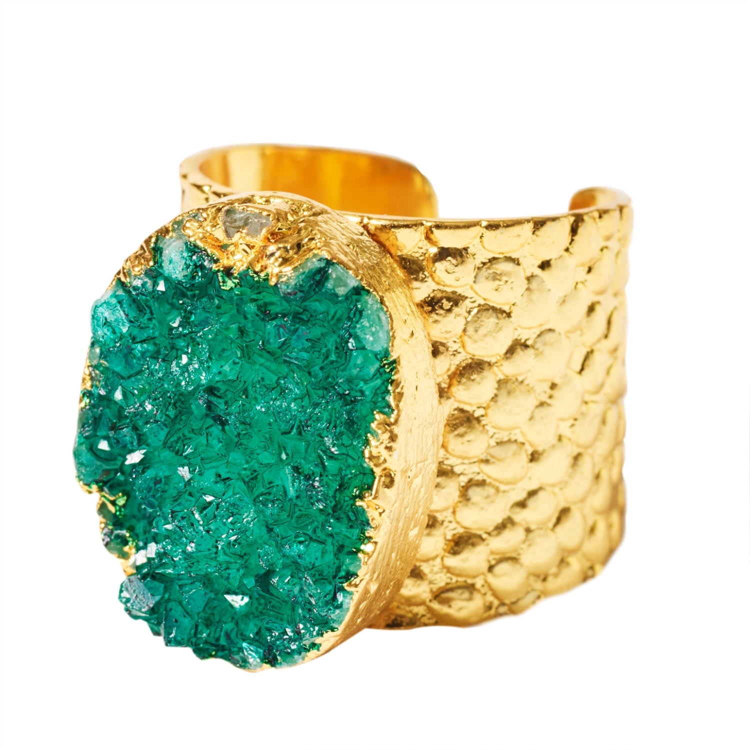Green Crystal Crush Semi-Precious Statement Ring