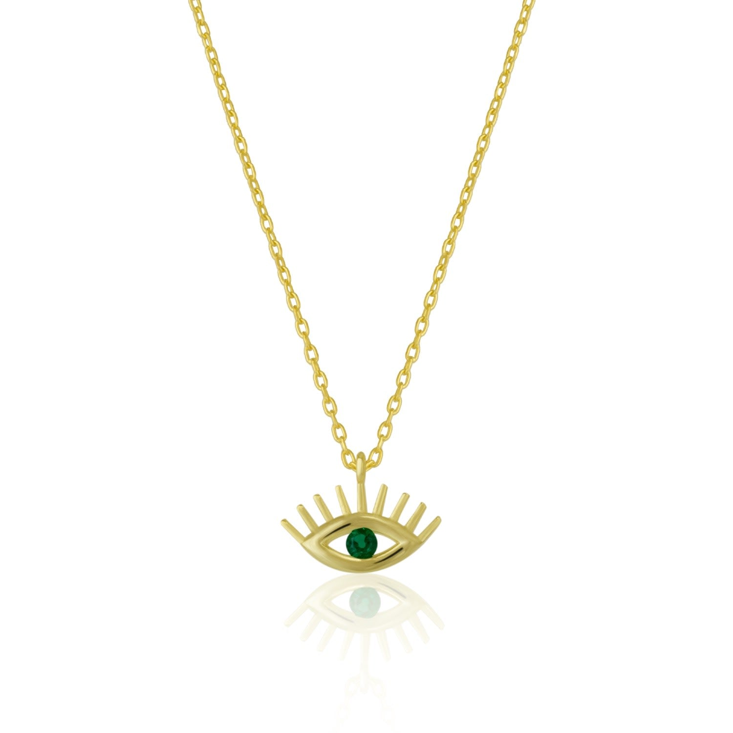 Green Eye Evil Eye Sterling Silver Necklace