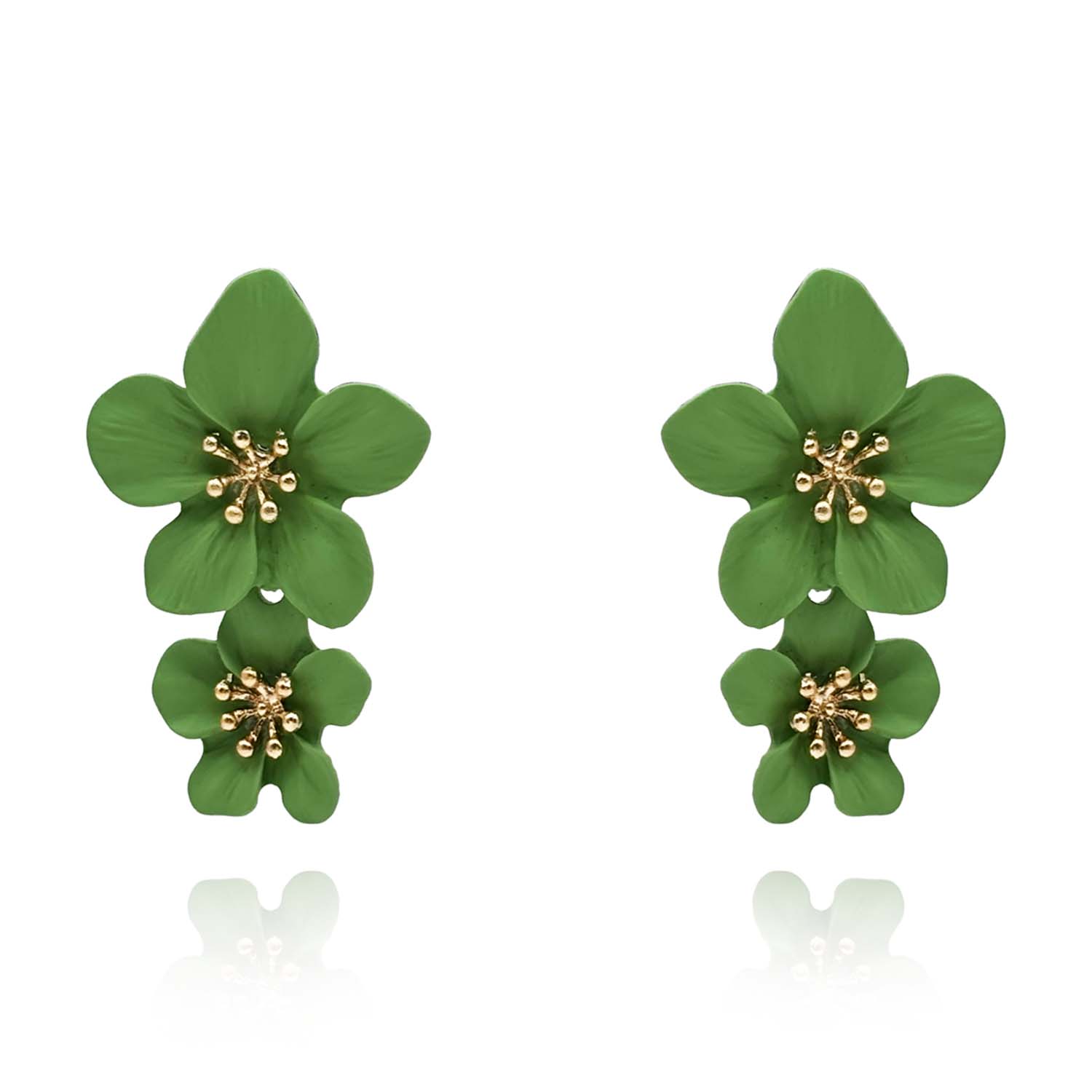 Green Floral Earrings