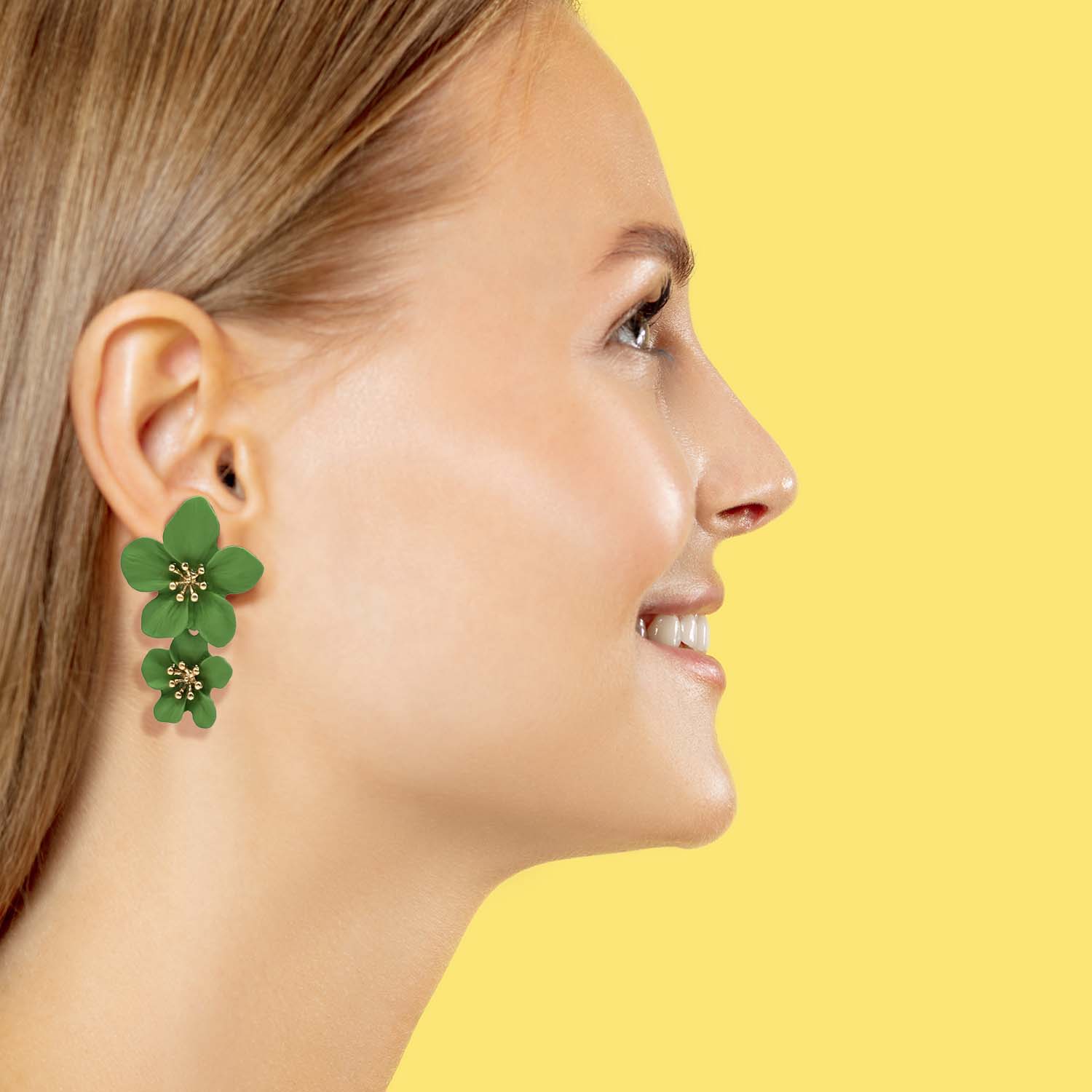 Green Floral Earrings