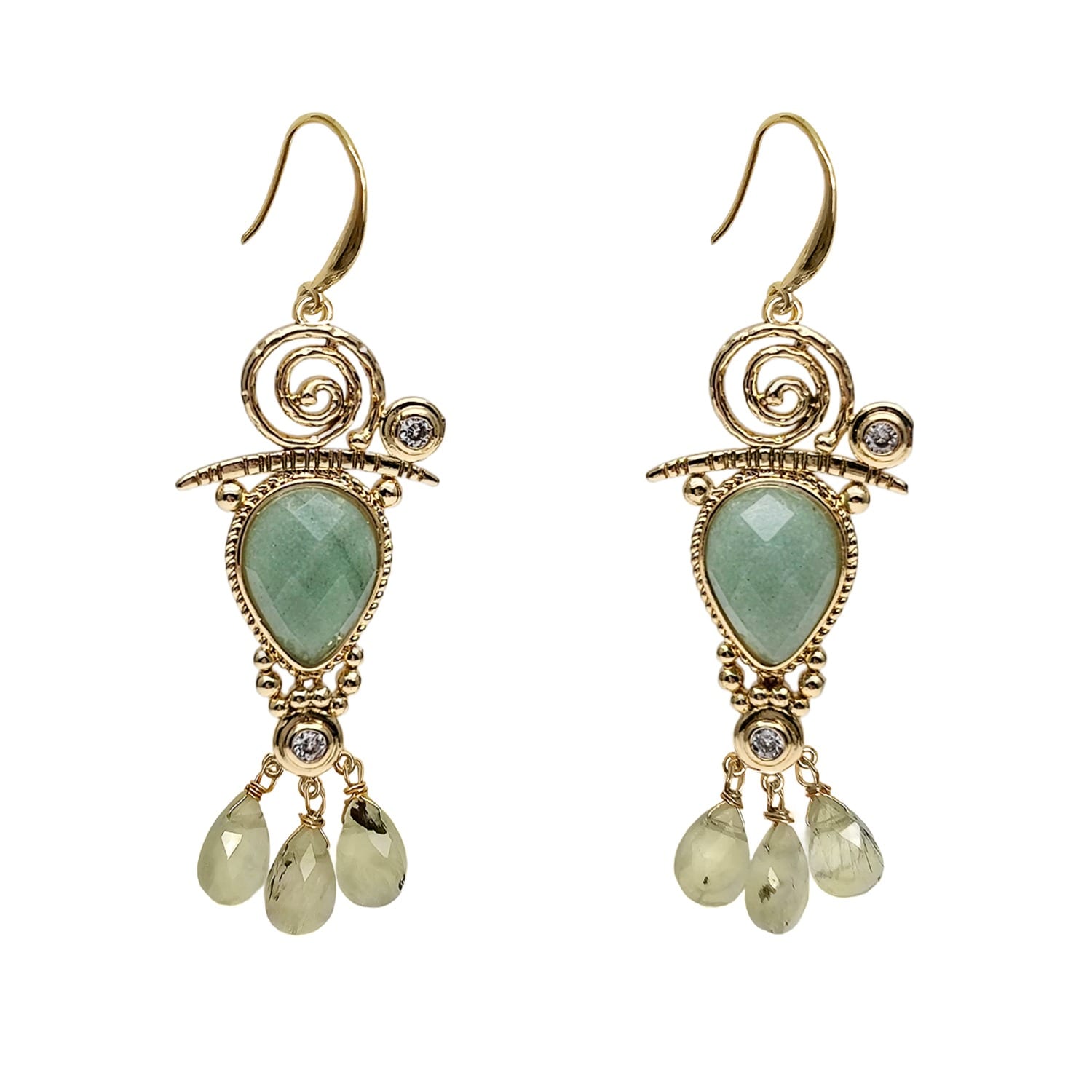 Green Gemstone Chandelier Earrings