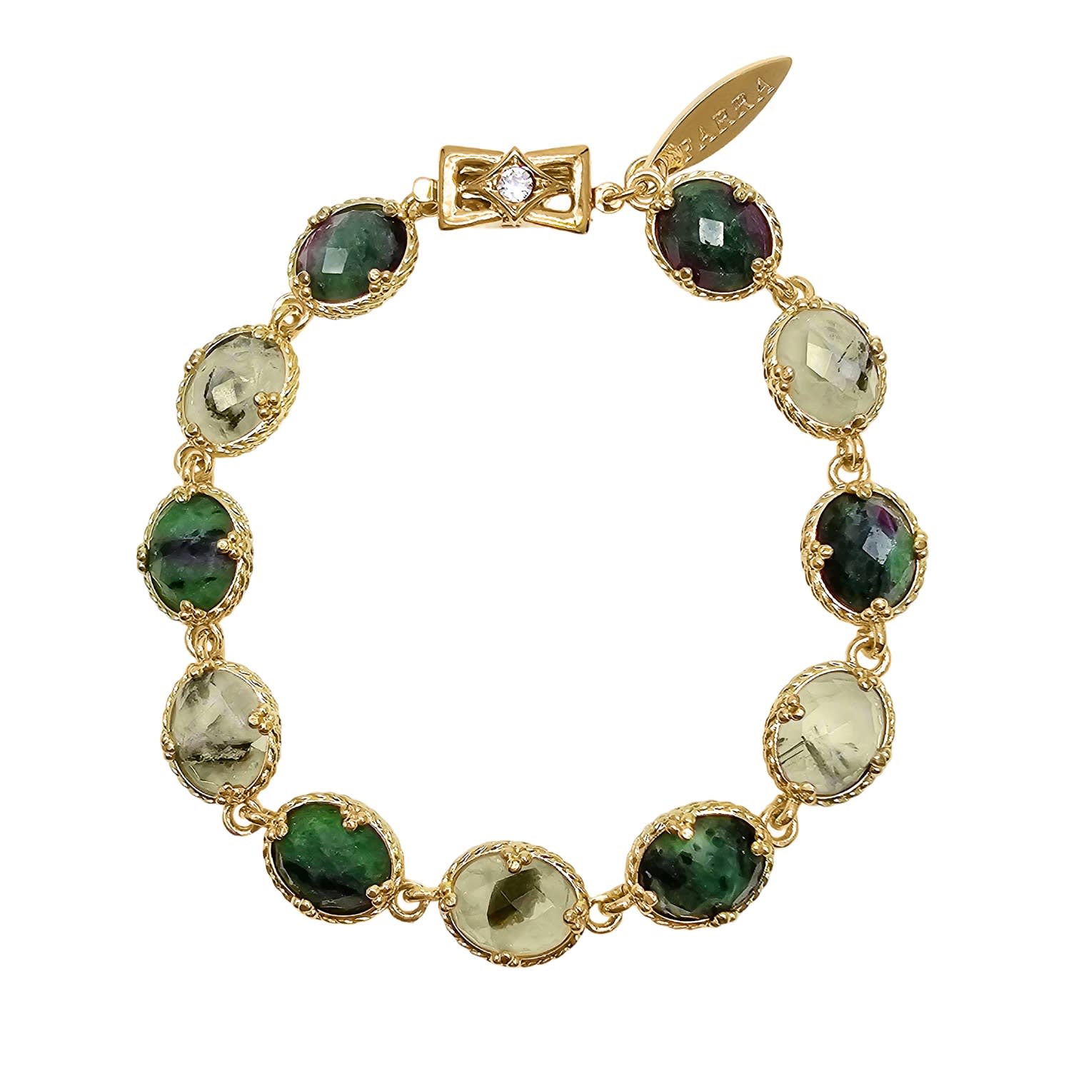 Green Gemstone Stones Box Clasp Bracelet