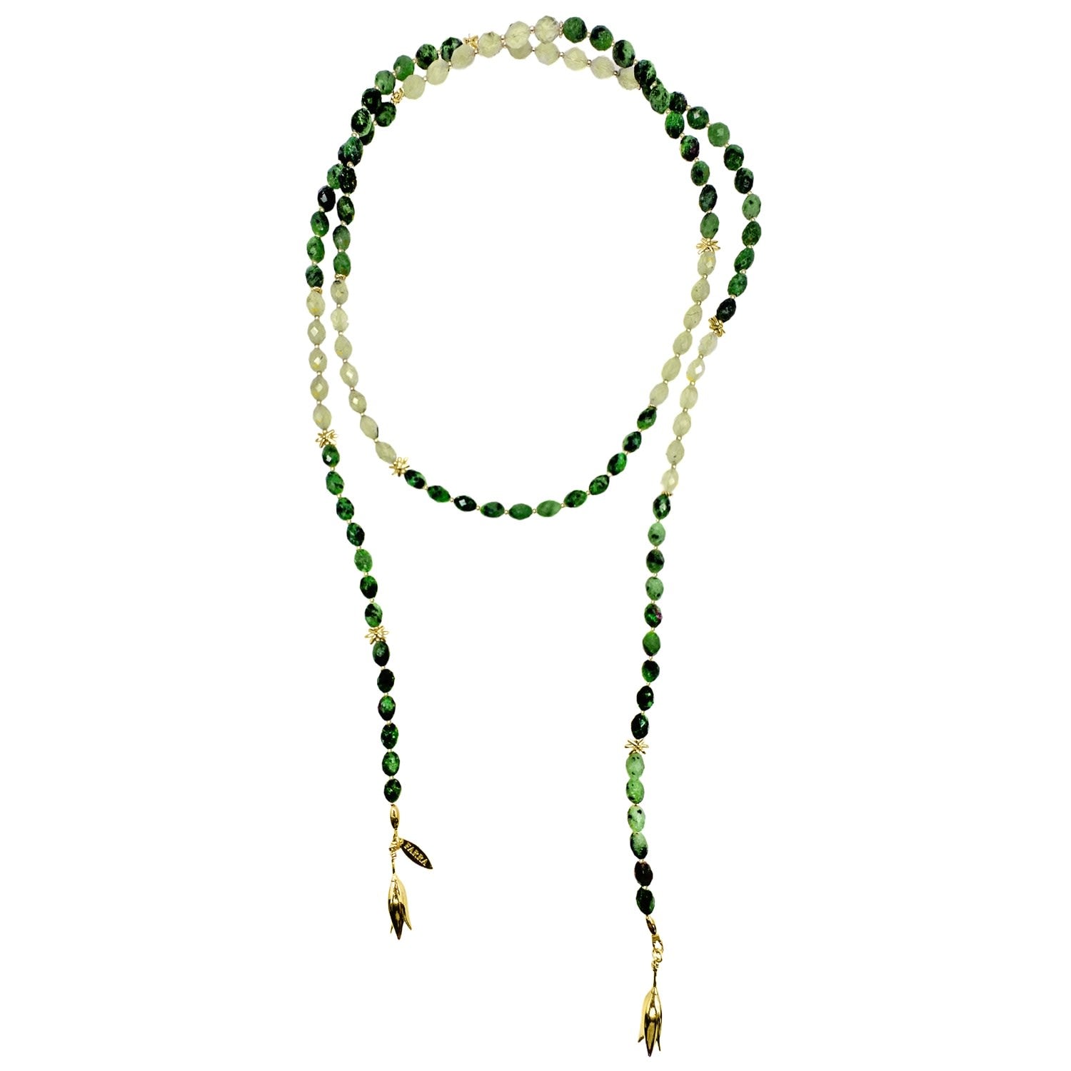 Green Gemstones Beaded Open-Ended Versatile Long Necklace
