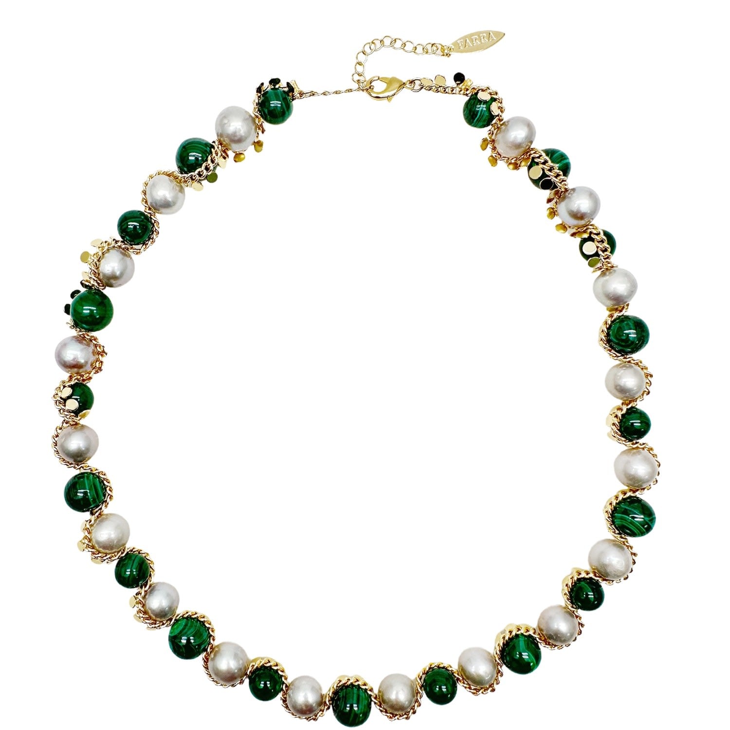 Green Malachite With Grey Freshwater Pearls Statement Necklace